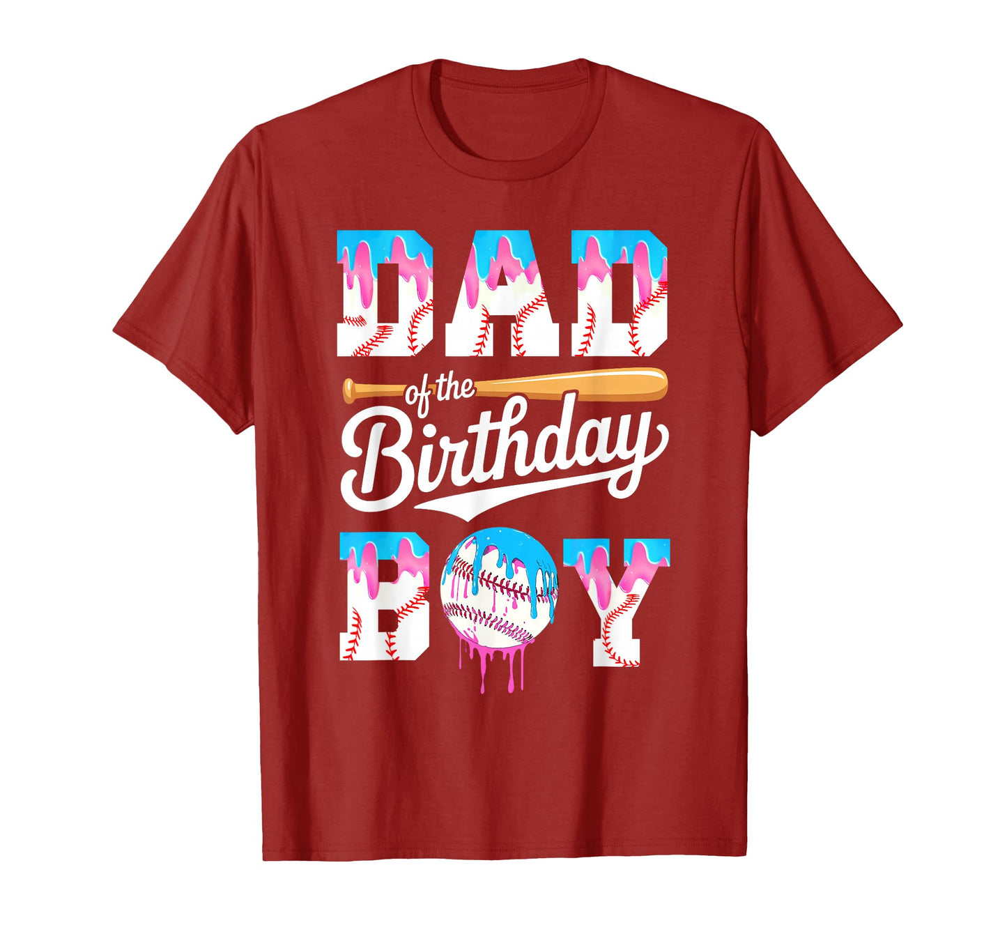 Dad Of The Birthday Boy Baseball Drip Family Matching T-Shirt