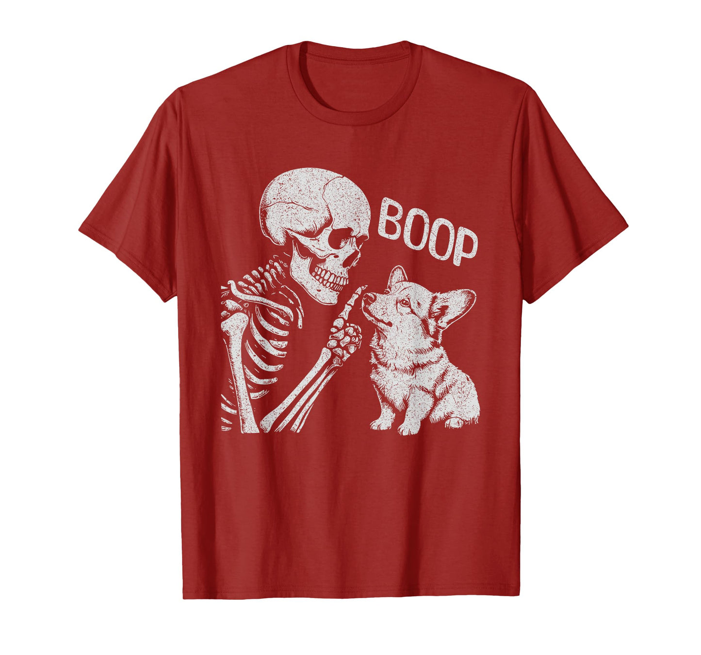 Funny Skeleton Hand Goth Boop Corgi Dog Nose Halloween T-Shirt
