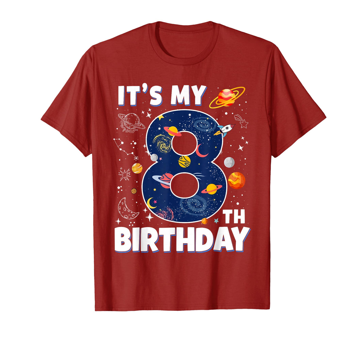 It’s My 8th Birthday 8 Year Old Astronaut Space Party Outfit T-Shirt