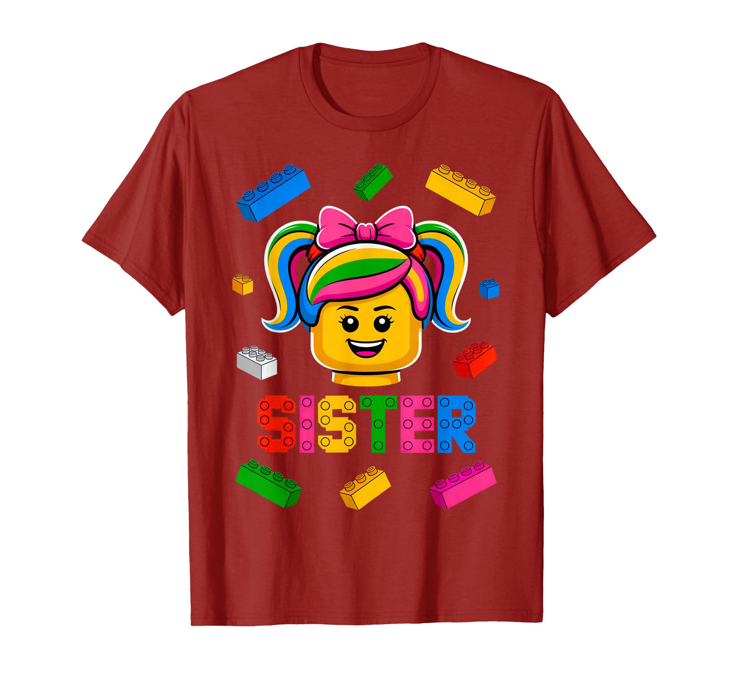 Family Sister Master Builder Building Bricks Blocks Girls T-Shirt