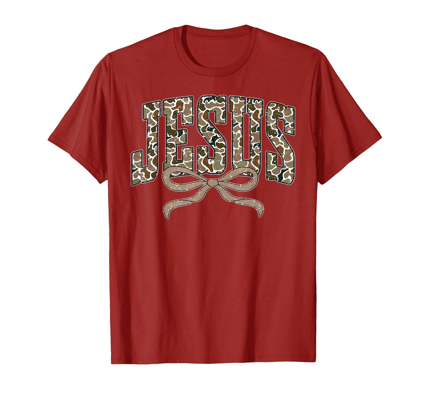 Camo Jesus Coquette Bow Camouflage God Christian Religious T-Shirt