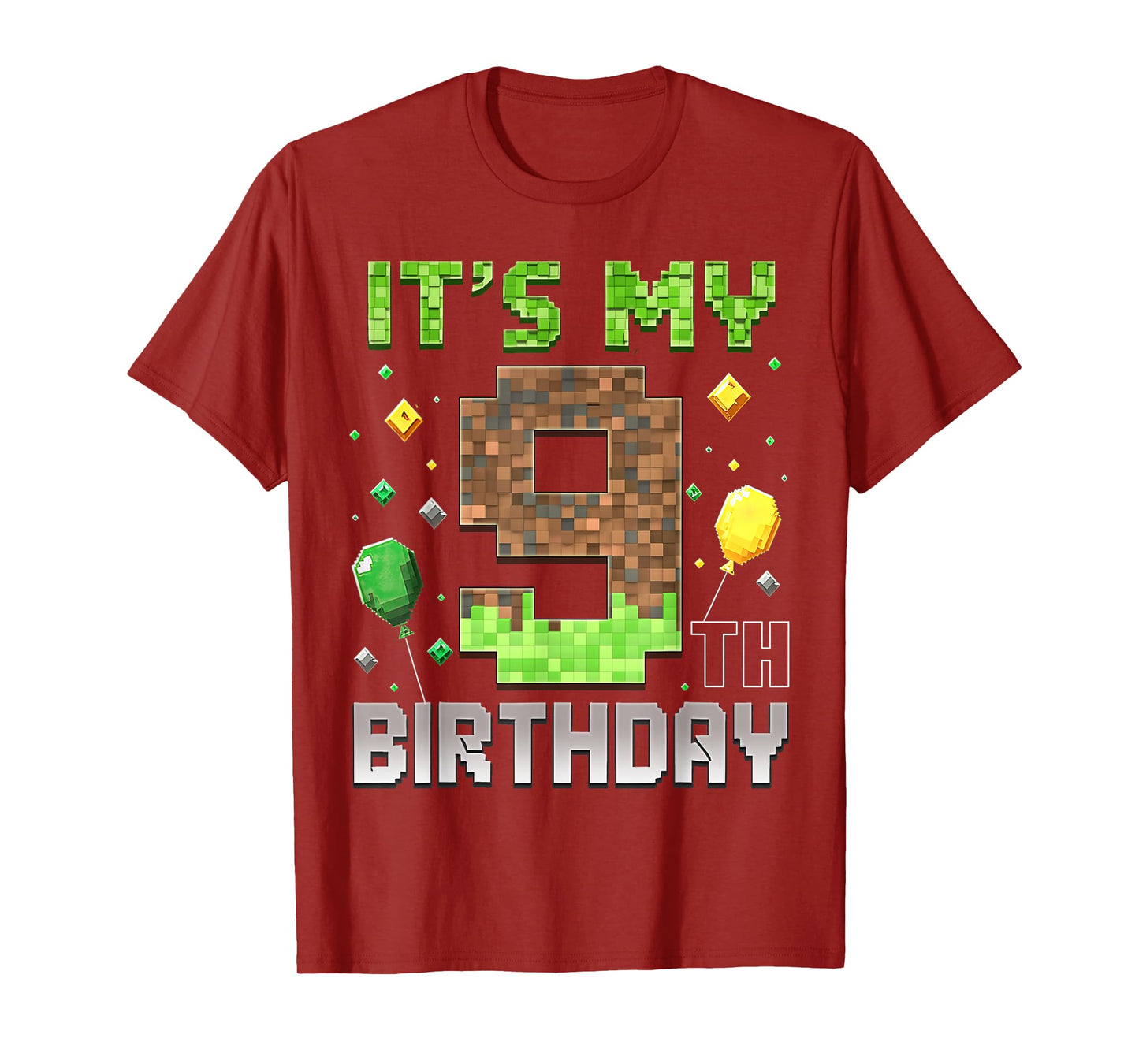 Kids 9th Birthday Gamer Pixel 9 Years Old Video Game Party T-Shirt