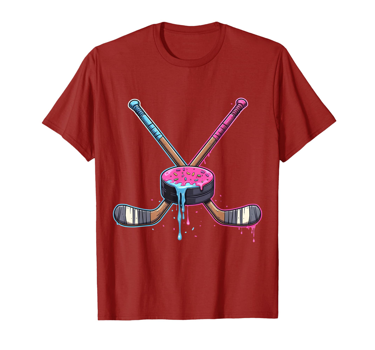 Hockey Ice Cream Drip Boys Youth Kids Men Women Dripping T-Shirt