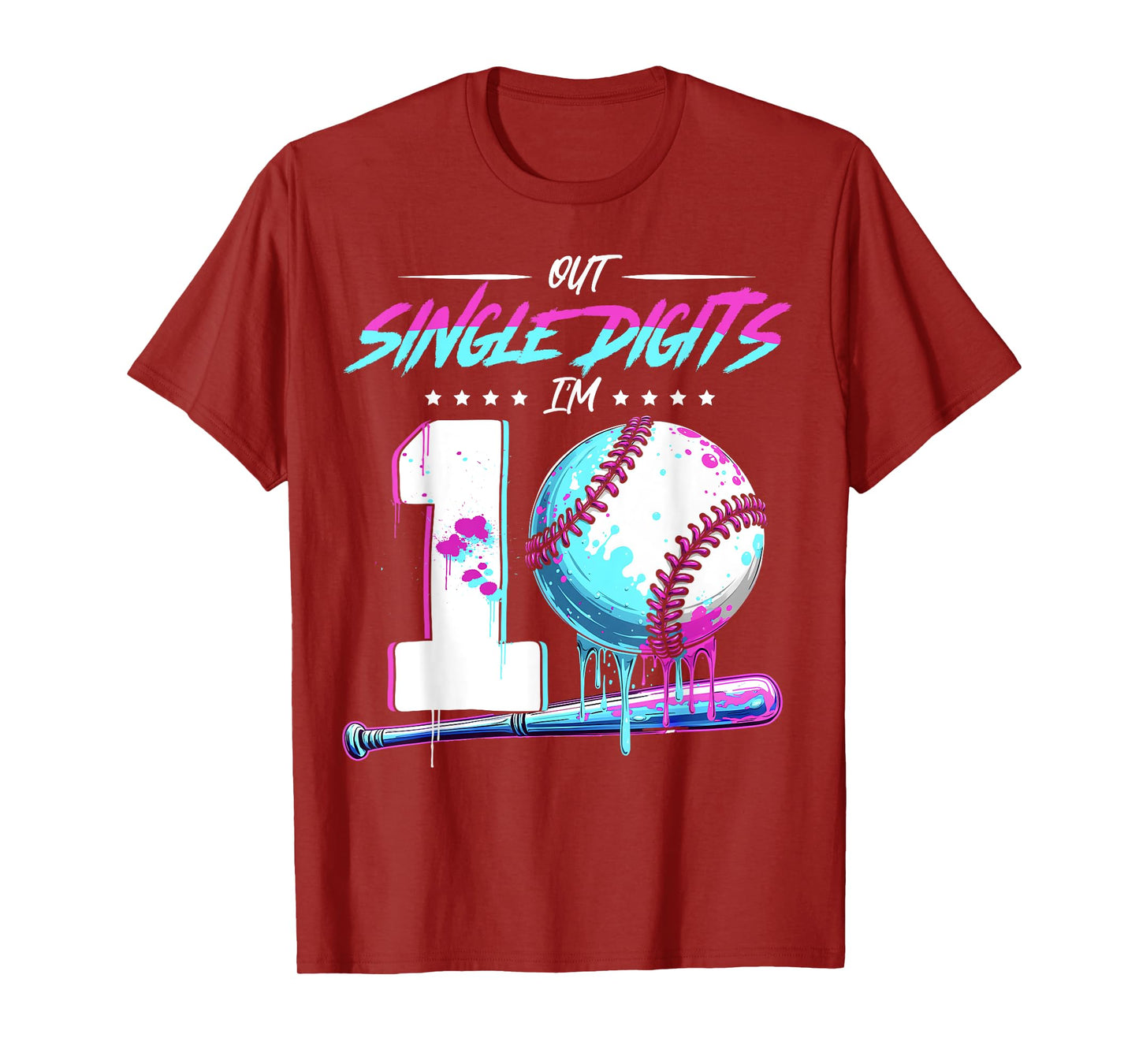 Baseball 10 Years Old Birthday Double Digits 10 Birthday Boy T-Shirt