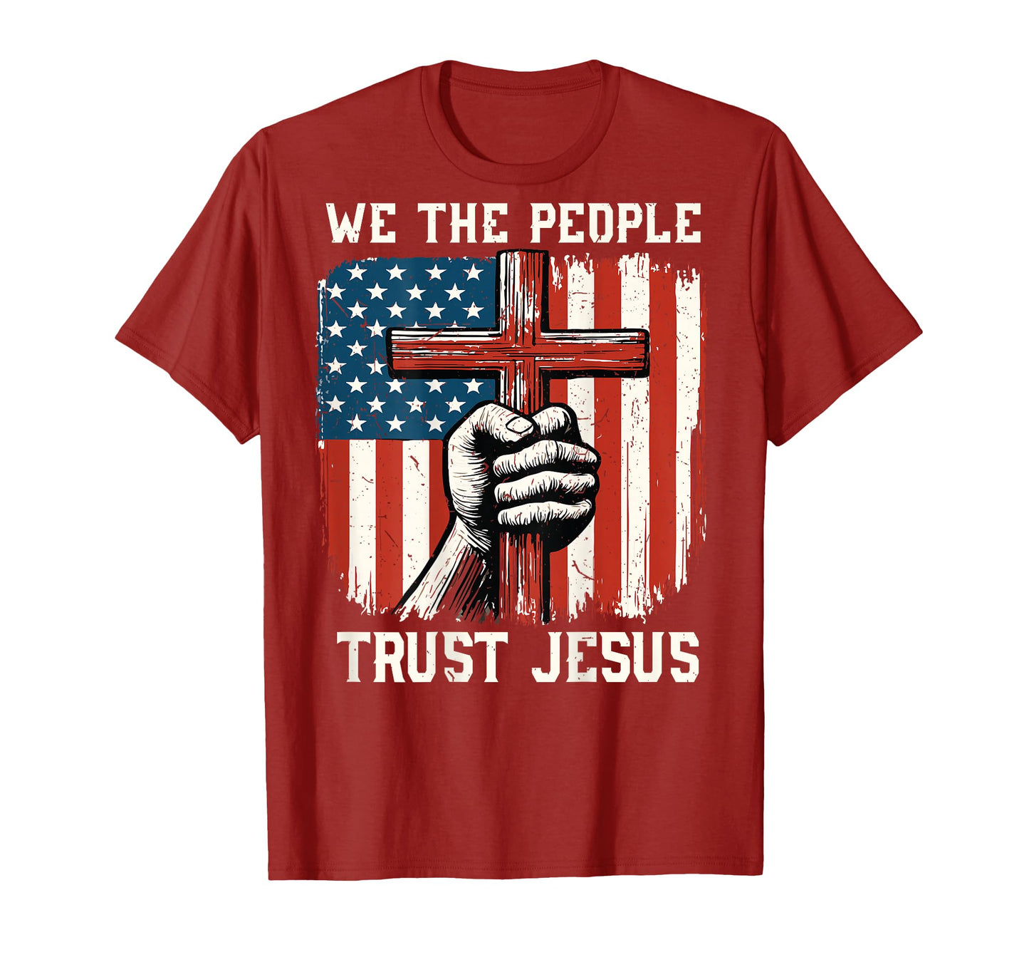 We The People Trust Jesus Cross Faith Christian Patriotic T-Shirt
