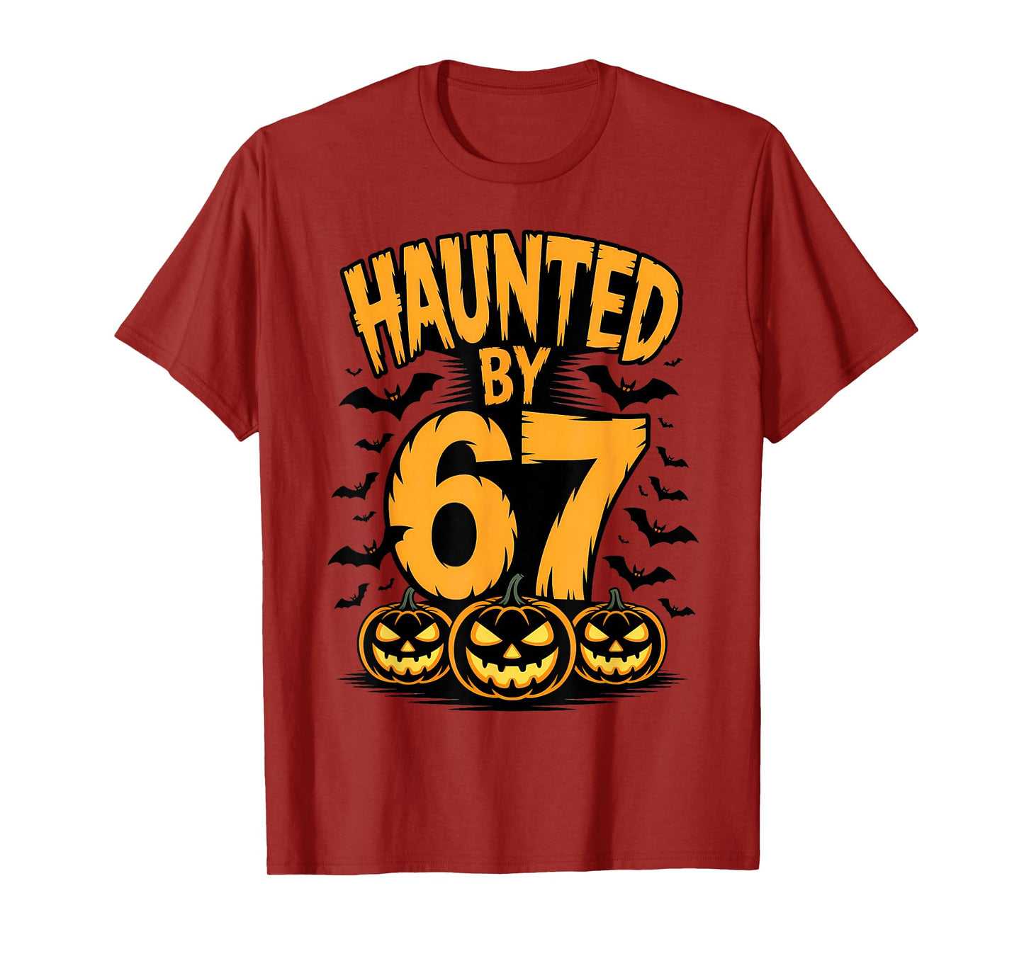 Spooky Haunted by 67 Meme Number Design T-Shirt