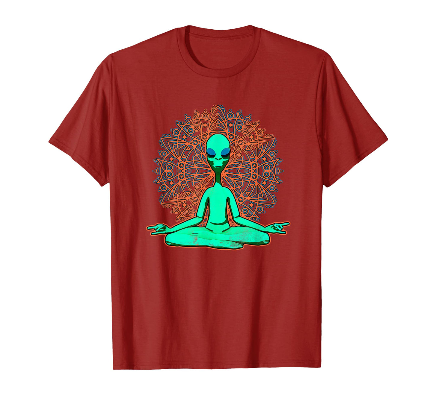 Green Alien Shirt UFO Mandala Meditation Zen T-Shirt