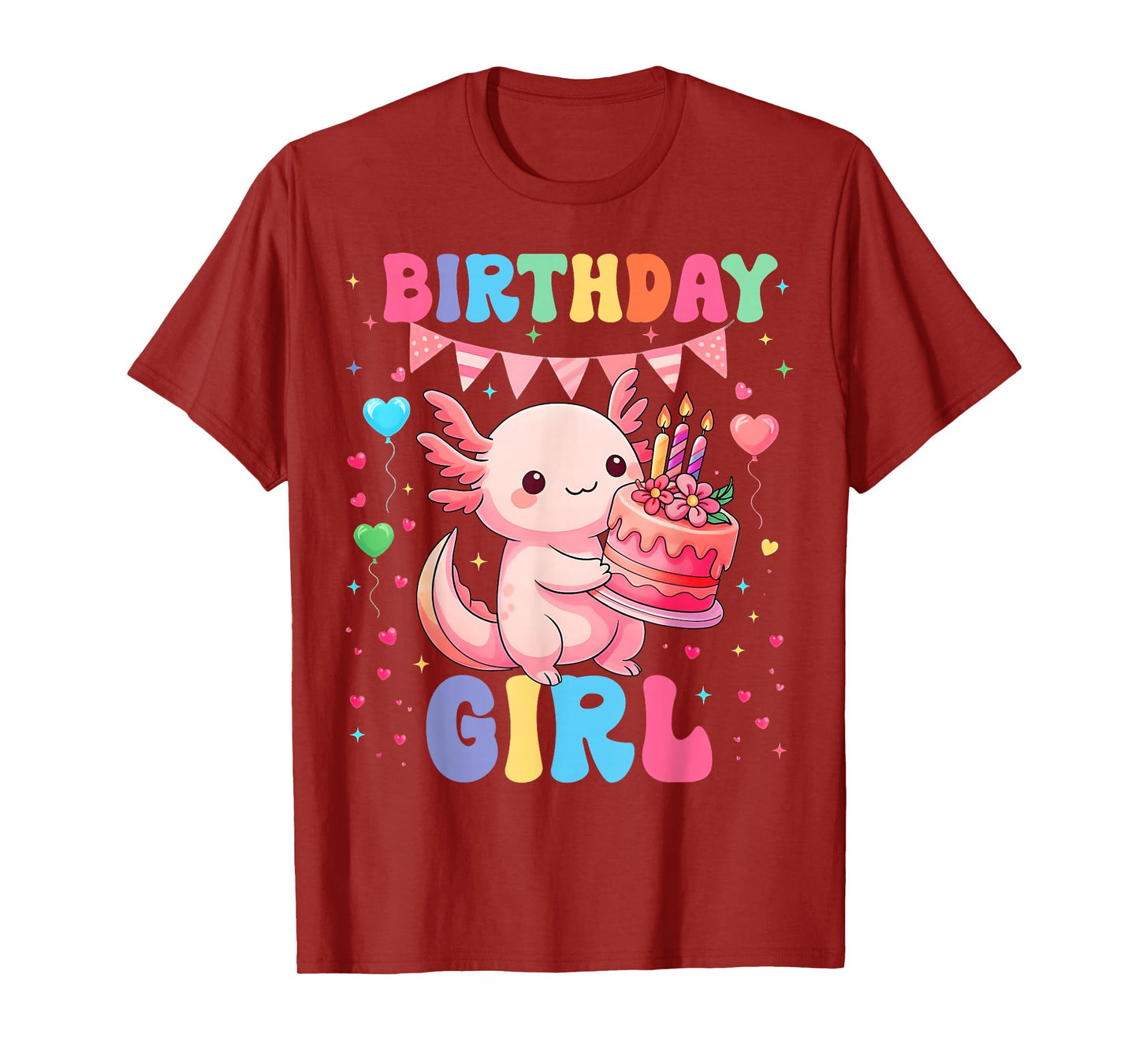 Cute Birthday Girl Axolotl Kawaii Family Party Girls Kid T-Shirt