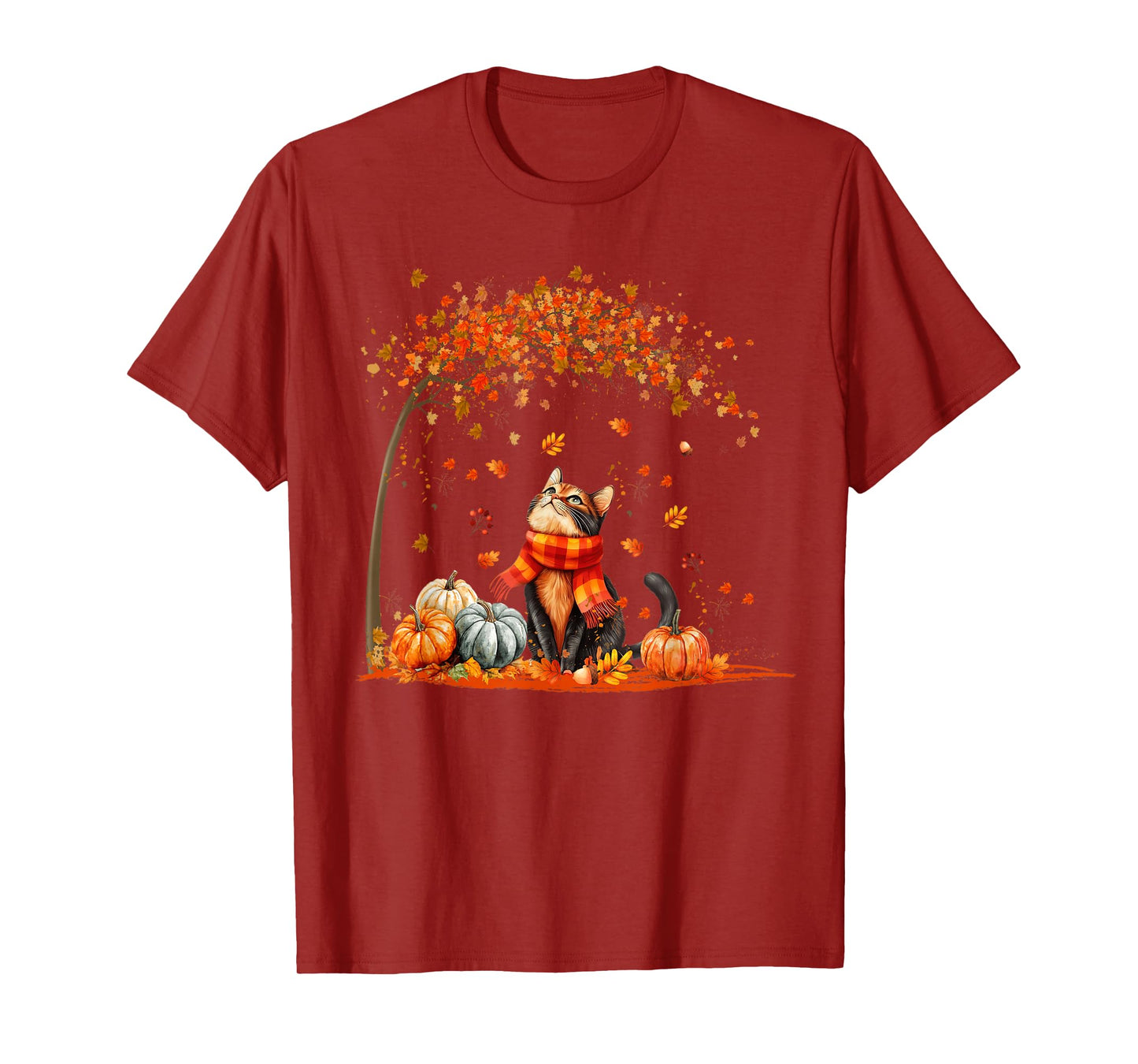 Cute Cat Leaf Fall Autumn Shirt for Cat Lovers T-Shirt
