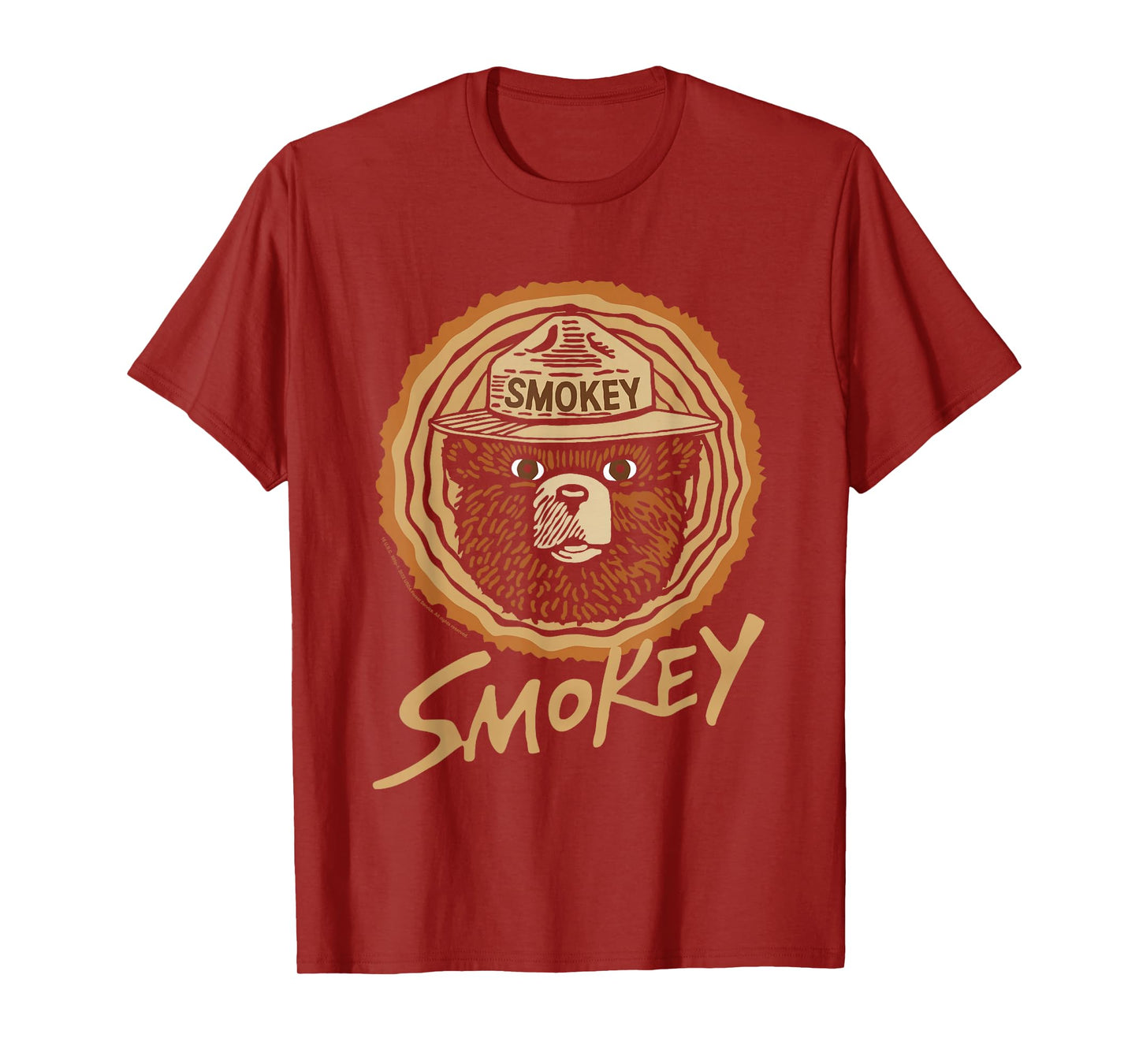 Smokey Bear Vintage Wood Cut Bear Face T-Shirt