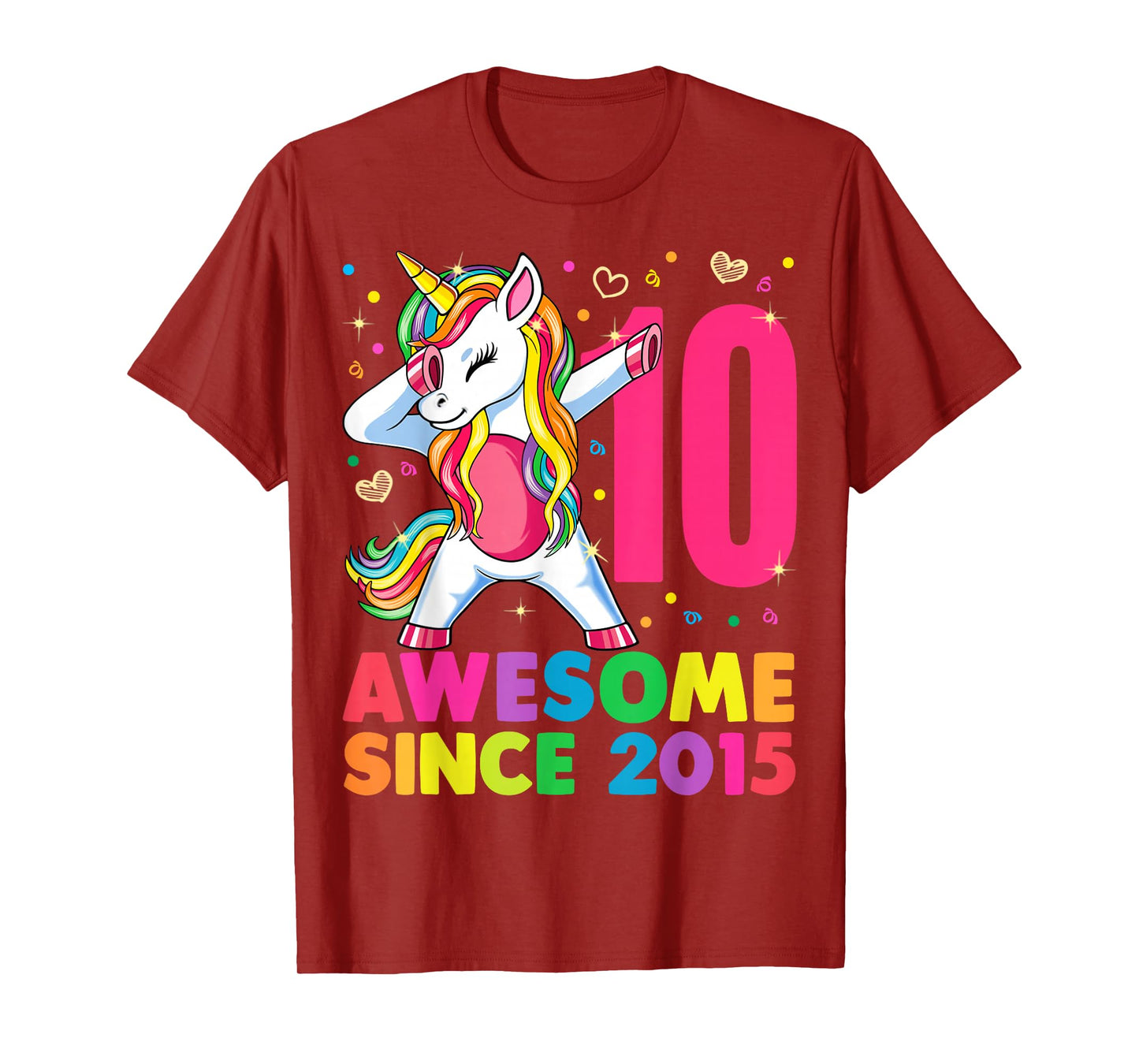 10 Years Old Unicorn Dabbing 10th Birthday Girl Gift Party T-Shirt