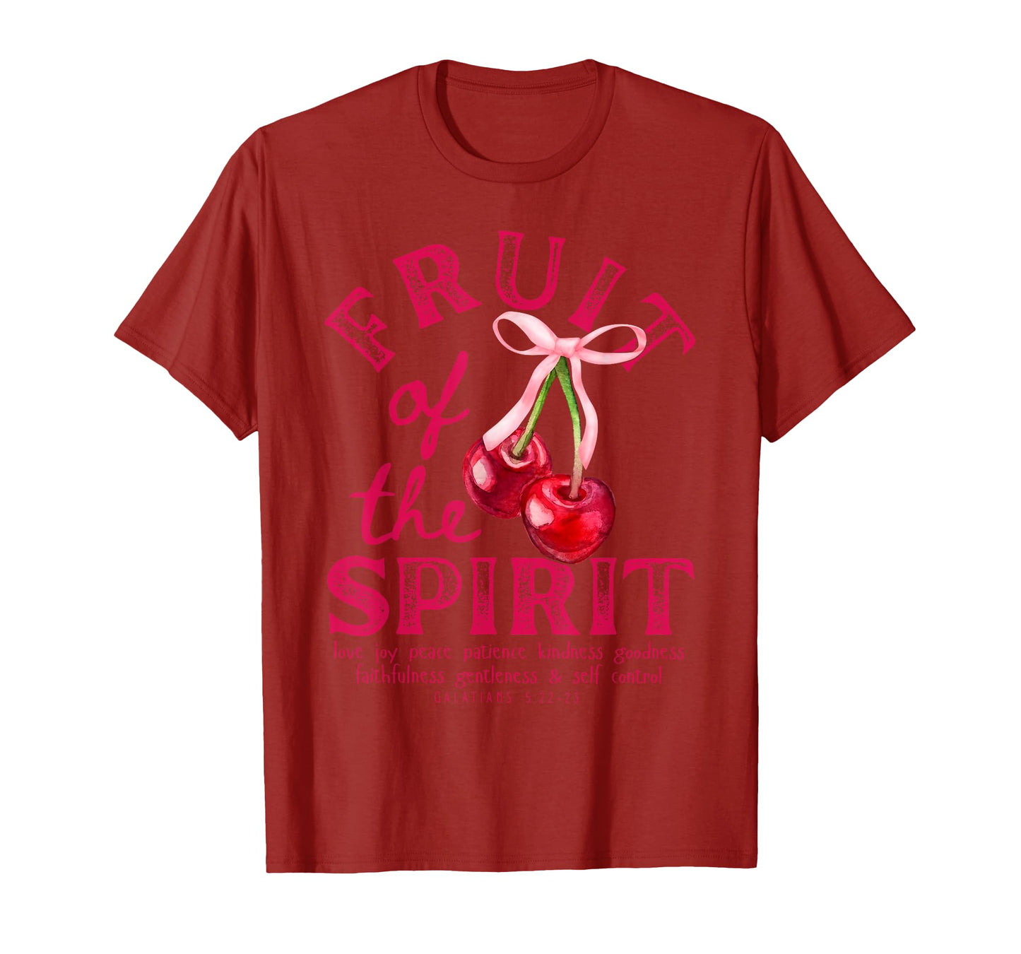 Fruit Of The Spirit Christian Coquette Pink Bow Cherries T-Shirt