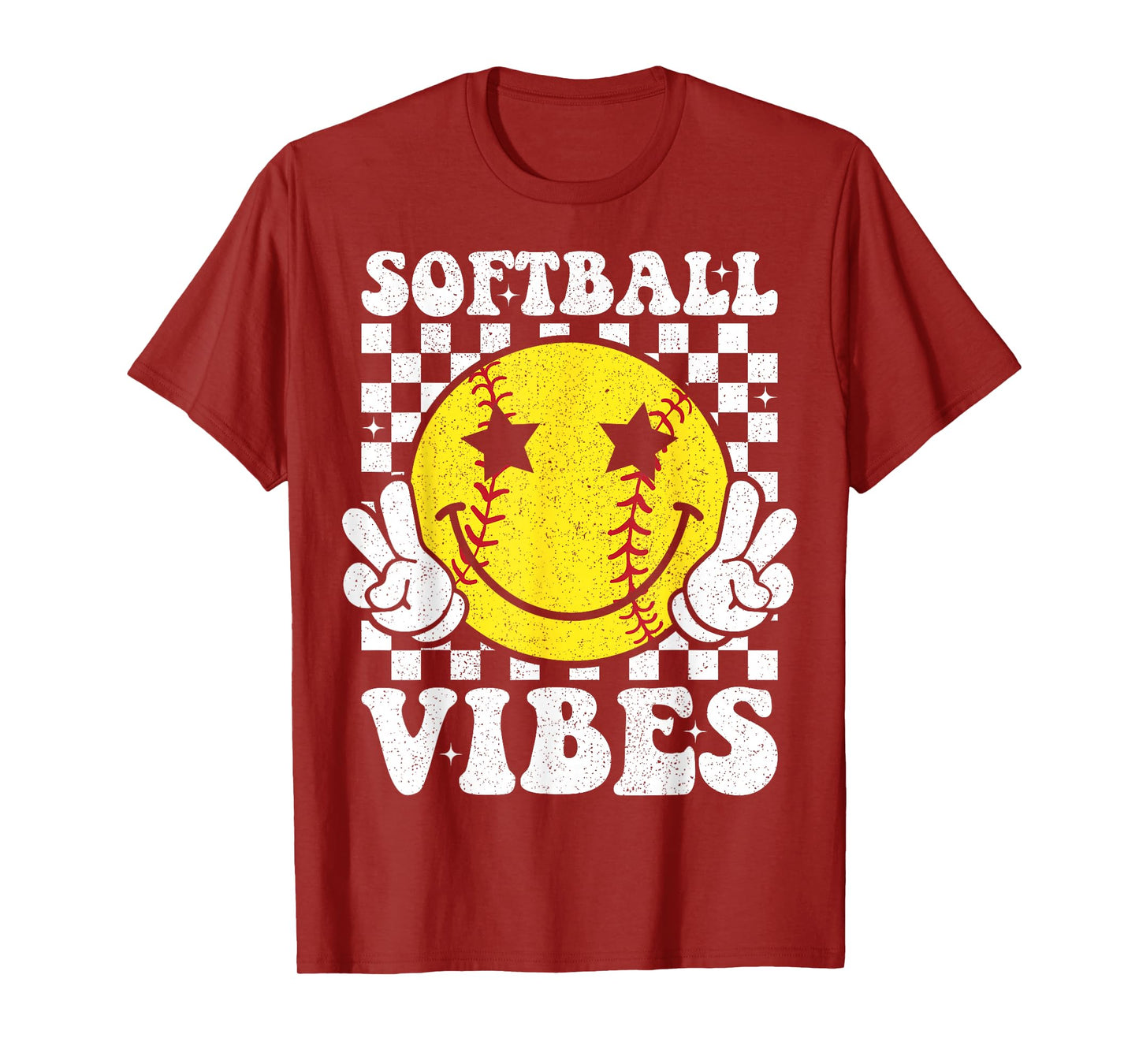 Softball Vibes Softball Retro Groovy Game Day Girls Women T-Shirt