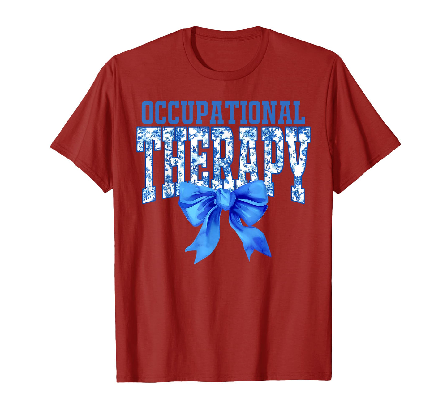 Occupational Therapy Coquette Toile Blue Floral OT Therapist T-Shirt