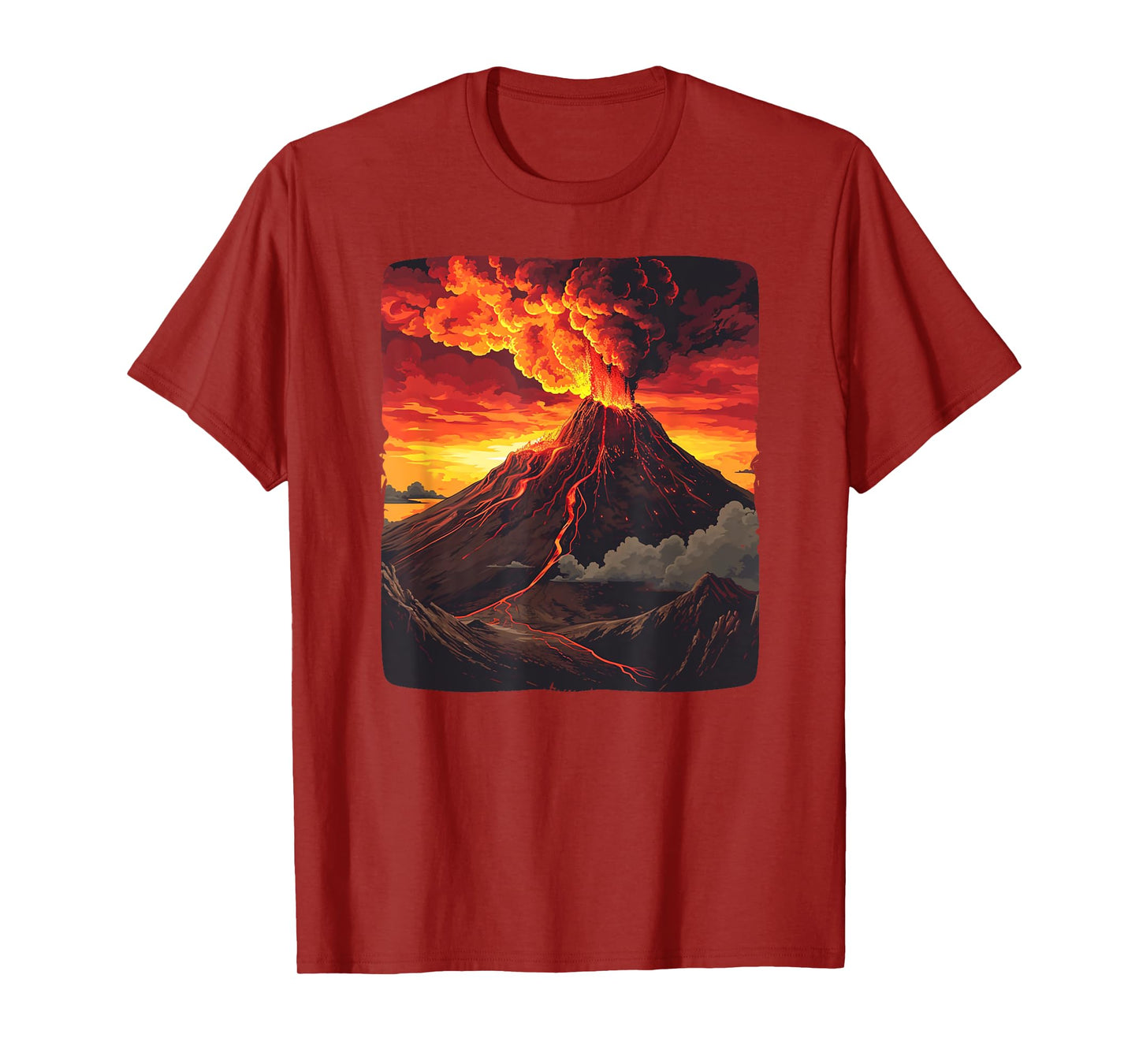 Cool lava volcano flow with fire and flames T-Shirt