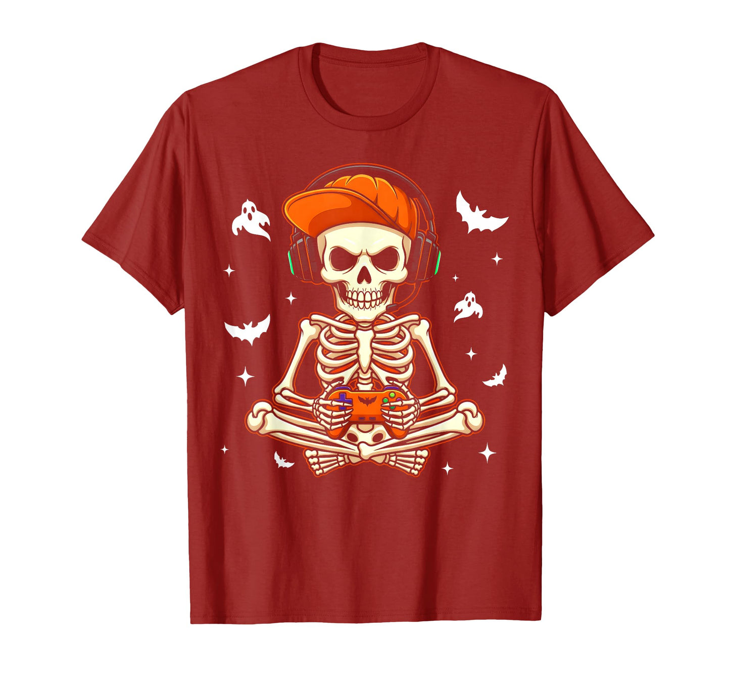 Funny Gaming Hallowen Skeleton Gamer Video Kids Boys T-Shirt