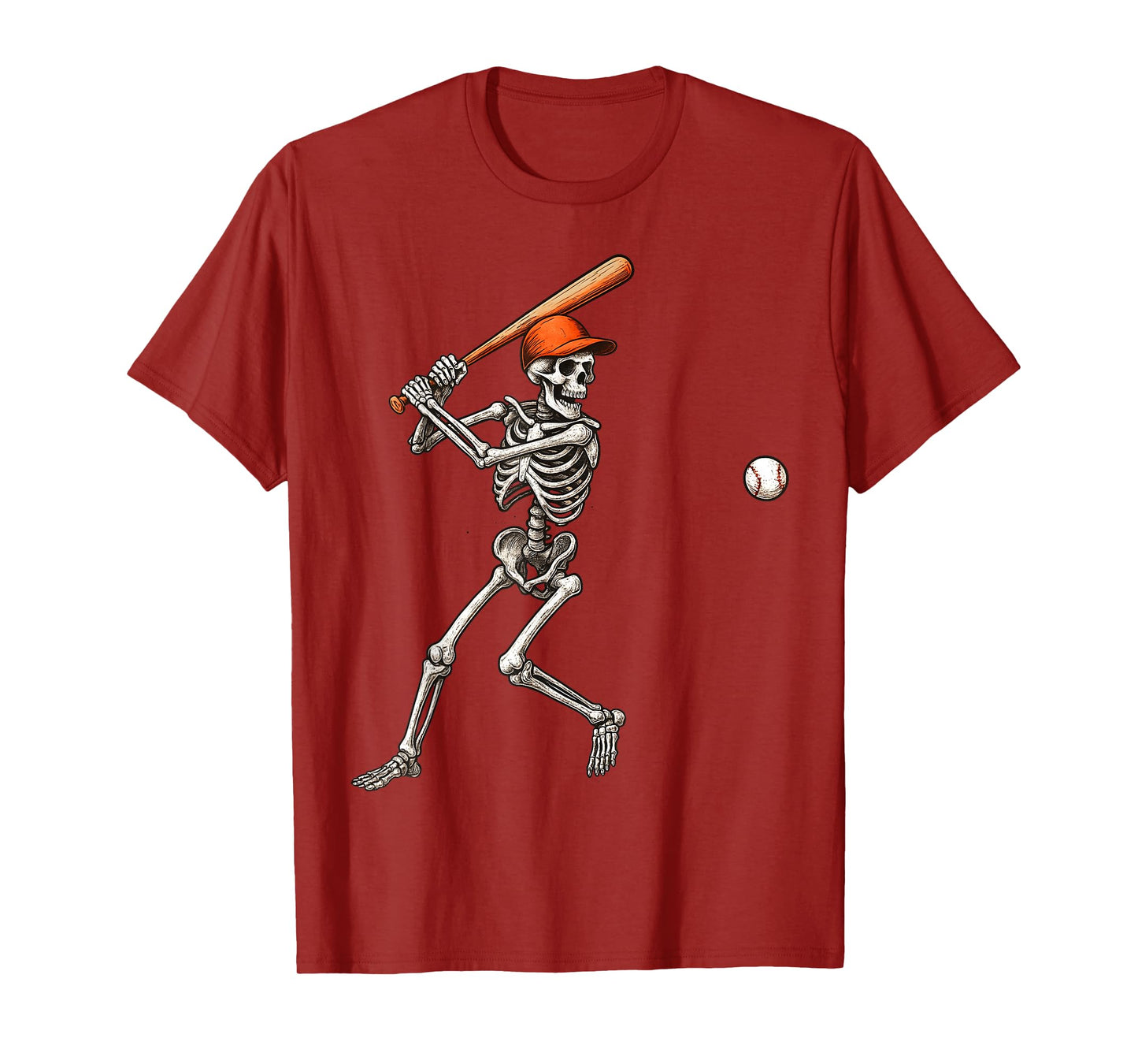 Funny Skeleton Batting Baseball Player Men Boys Halloween T-Shirt