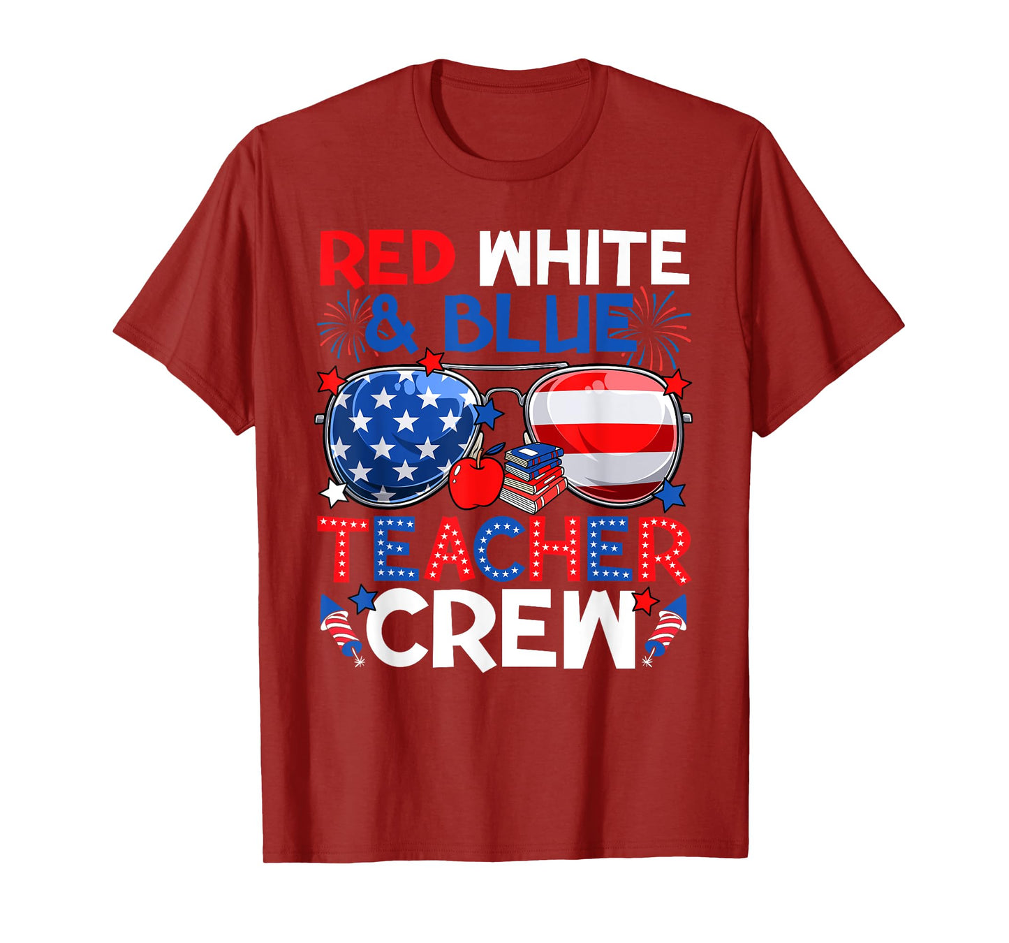 4th Of July Red White & Teacher Crew American Flag T-Shirt for Women Men