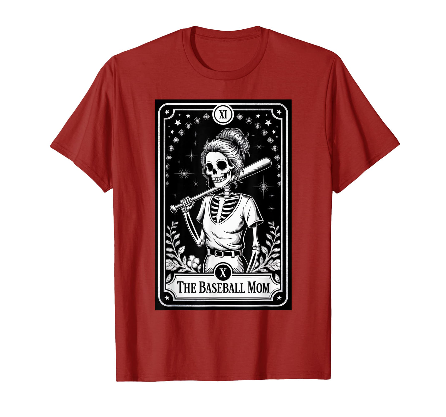 Funny Baseball Halloween Tarot Card Baseball Skeleton Mom T-Shirt