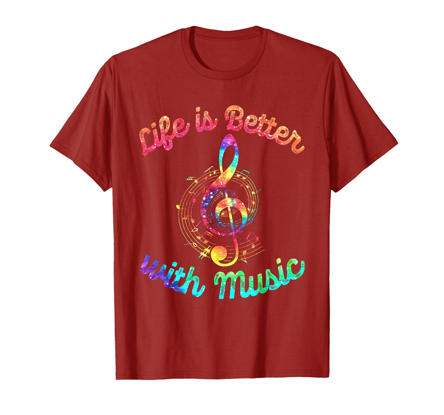 Life Is Better With Music Notes Symbol Tie Dye Musician T-Shirt