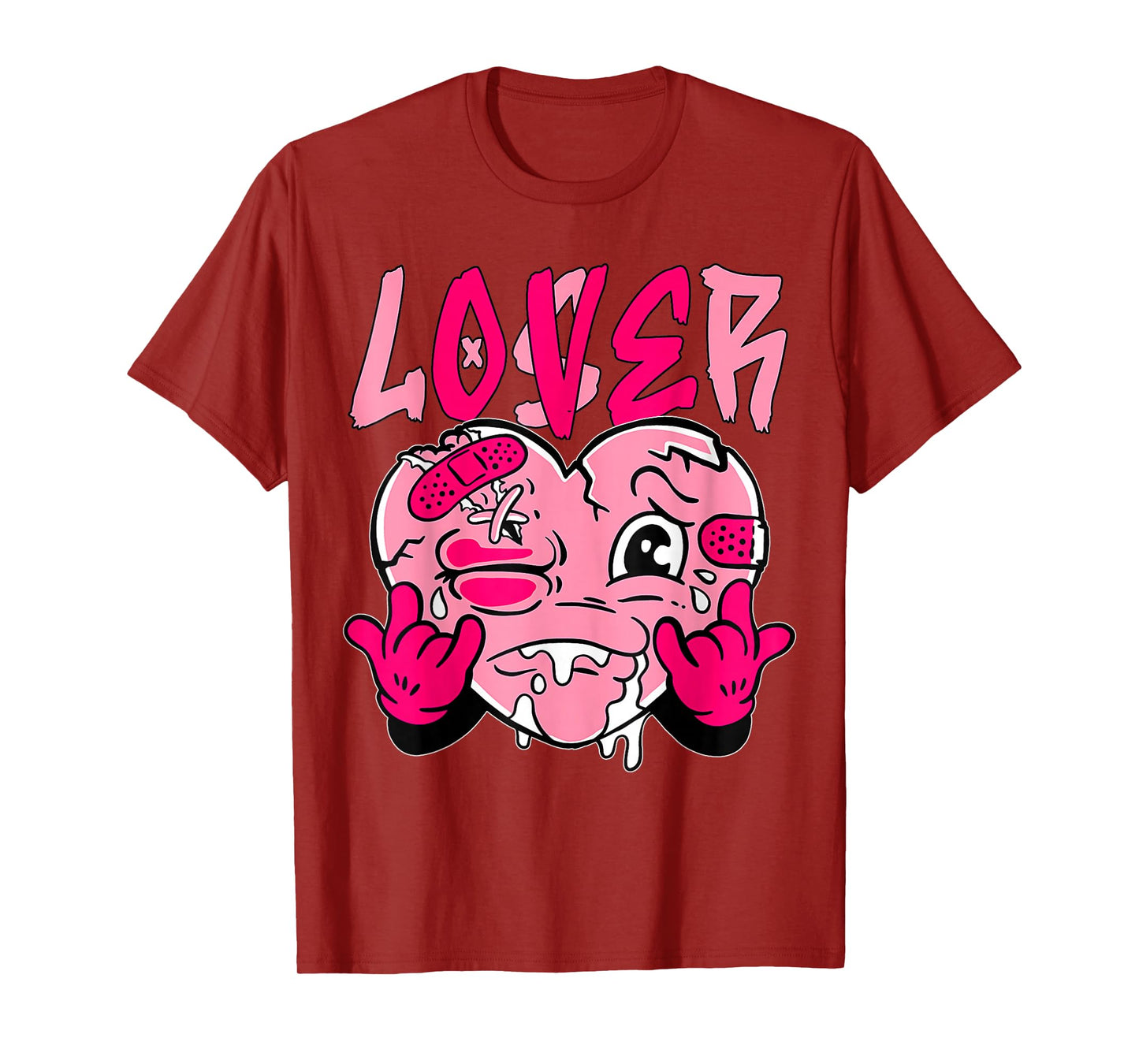 Pink Loser Lover Pink Drip Heart Matching Tee for Men Women T-Shirt