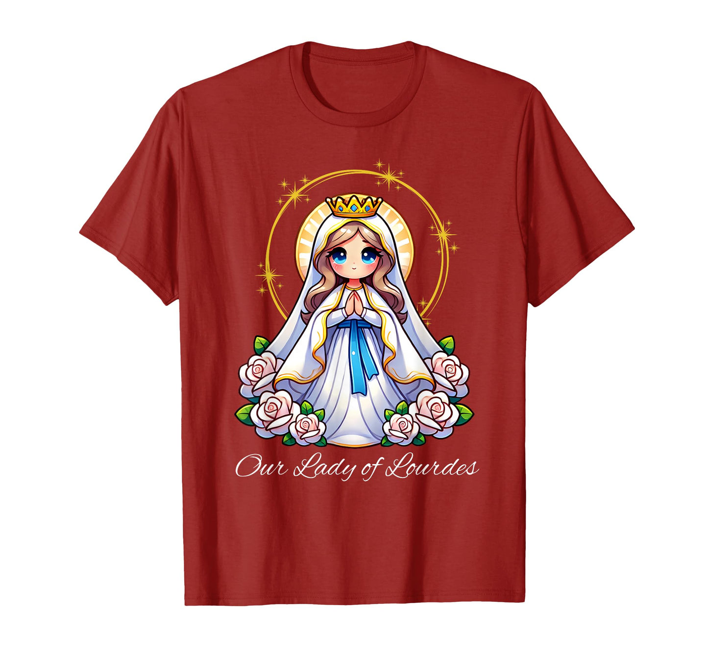 Our Lady of Lourdes Pray Mary Cute Women Catholic Girls kids T-Shirt