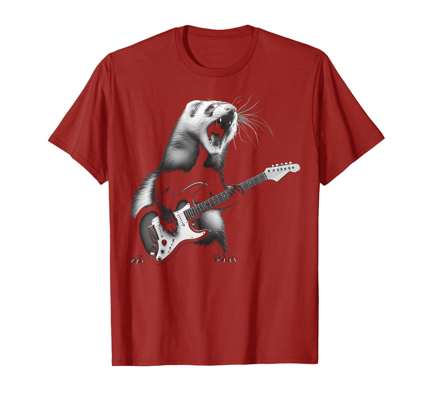 Ferret Playing Guitar Rock and Roll Rock Star Men Women Kids T-Shirt
