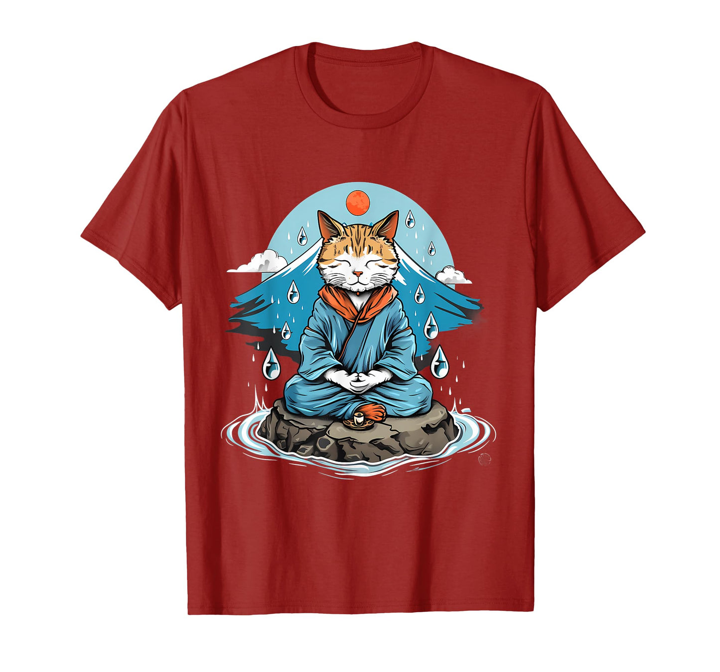 Cat Meditation Buddhist Zen Buddha Hindu Mountain Yoga Men Women Kids T-Shirt