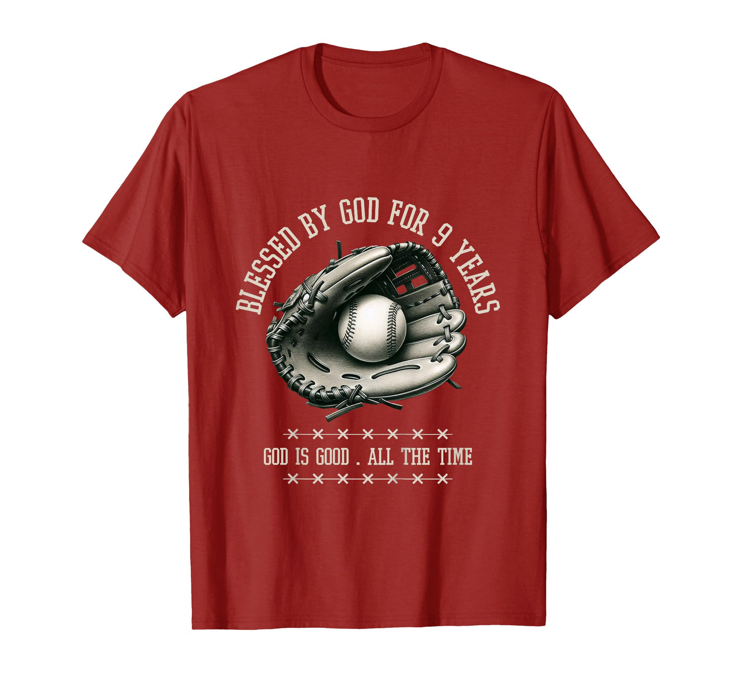Kids Blessed by God for 9 Years Old Baseball 9th Birthday Gifts T-Shirt