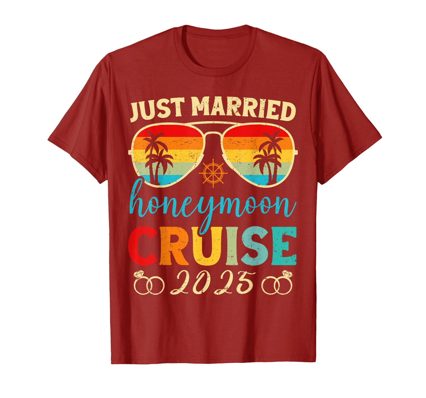 Funny Just Married Honeymoon Cruise 2025 For Couples Wedding T-Shirt