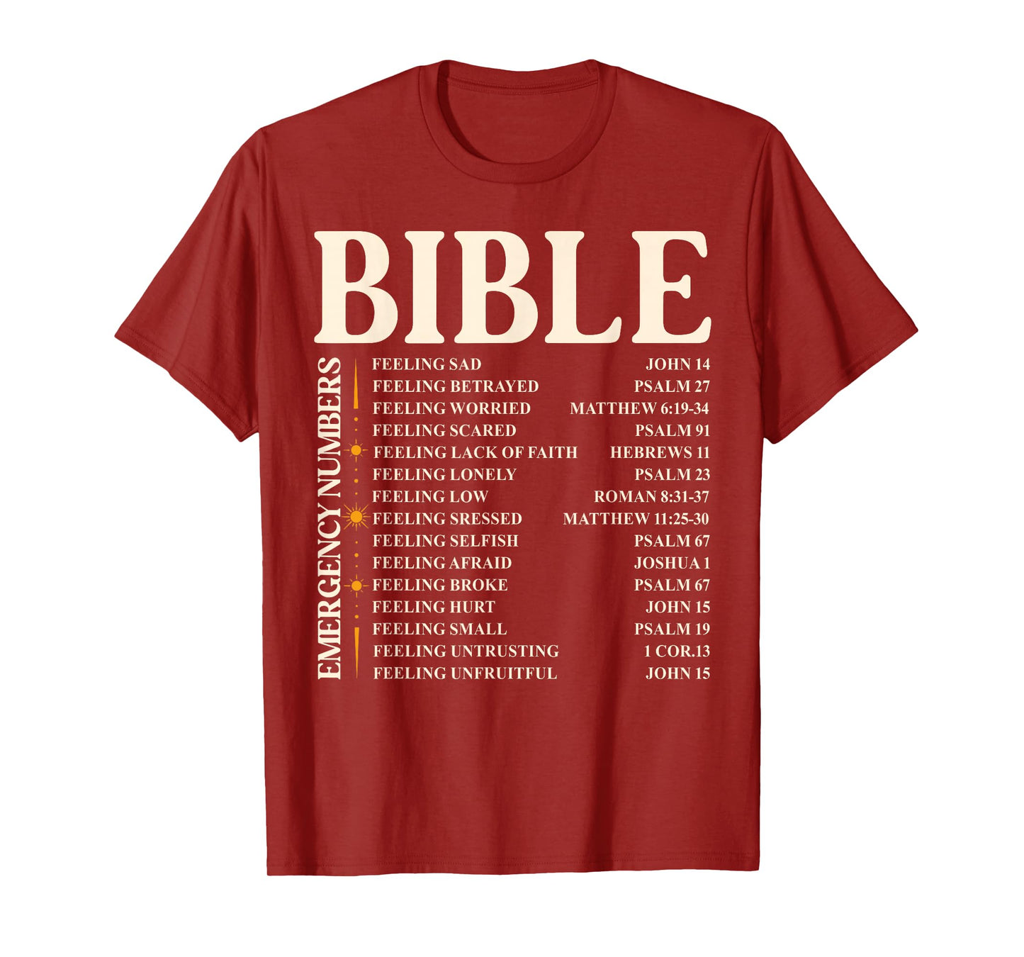 Bible Emergency Numbers - Funny Christian Bible & Jesus T-Shirt