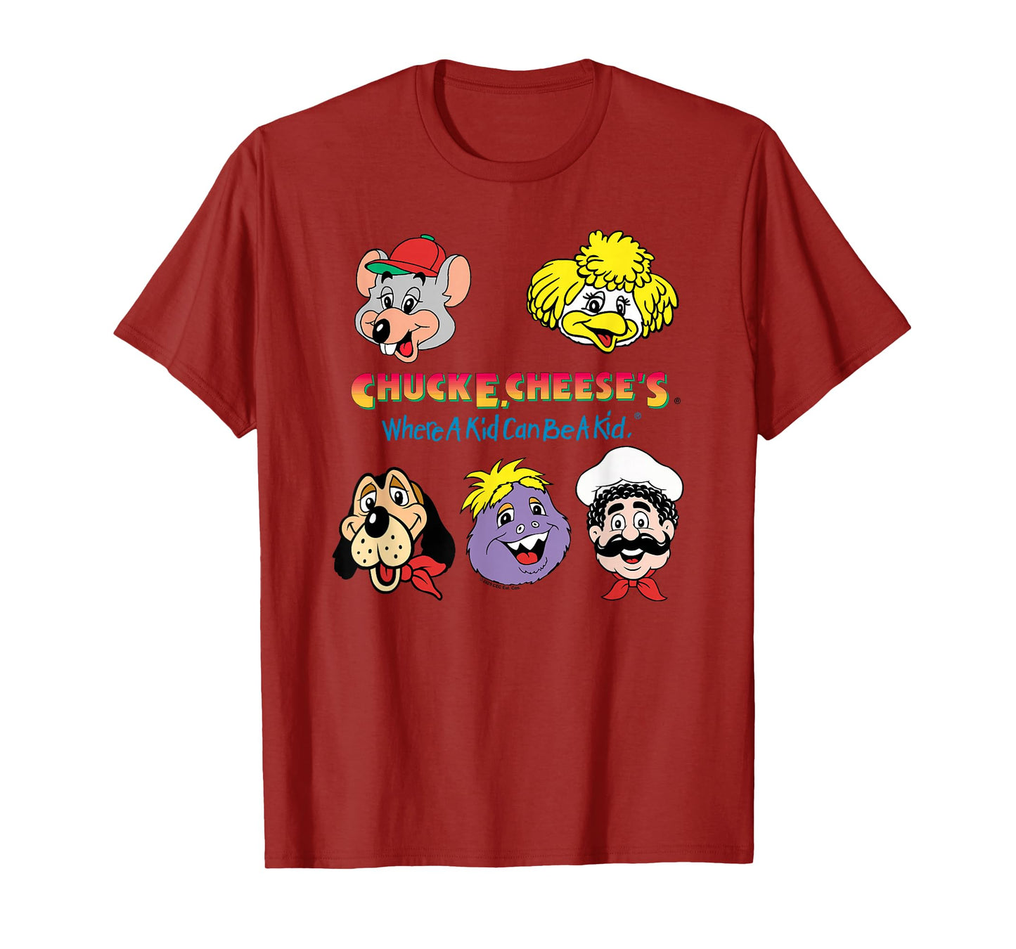 Chuck E. Cheese's Where A Kid Can Be A Kid Friendly Faces T-Shirt