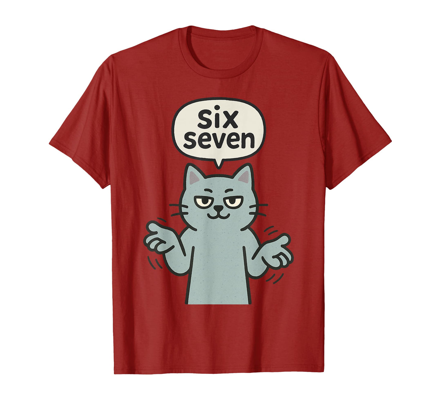 67 Six Seven 6-7 Cat - Funny Kids Gaming Brainrot Meme T-Shirt