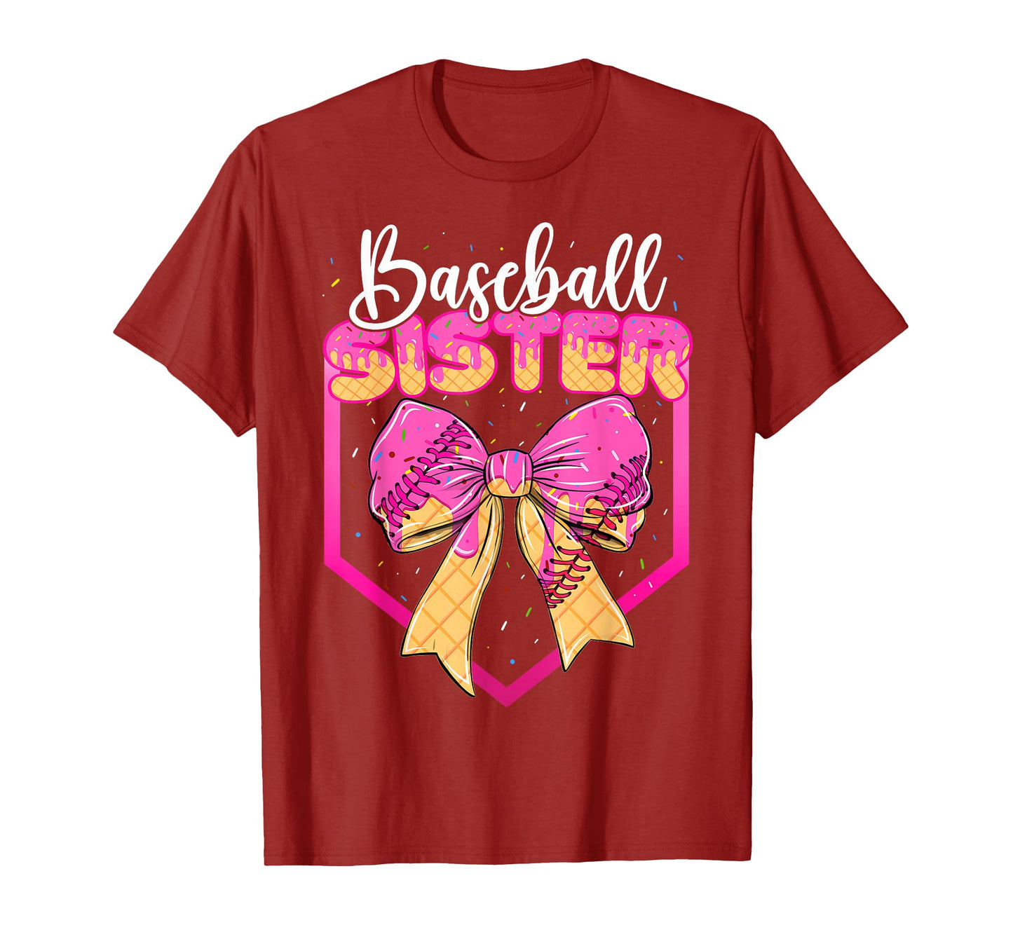 Baseball Sister Drip Ice Cream Drip Girls Sprinkle Youth T-Shirt