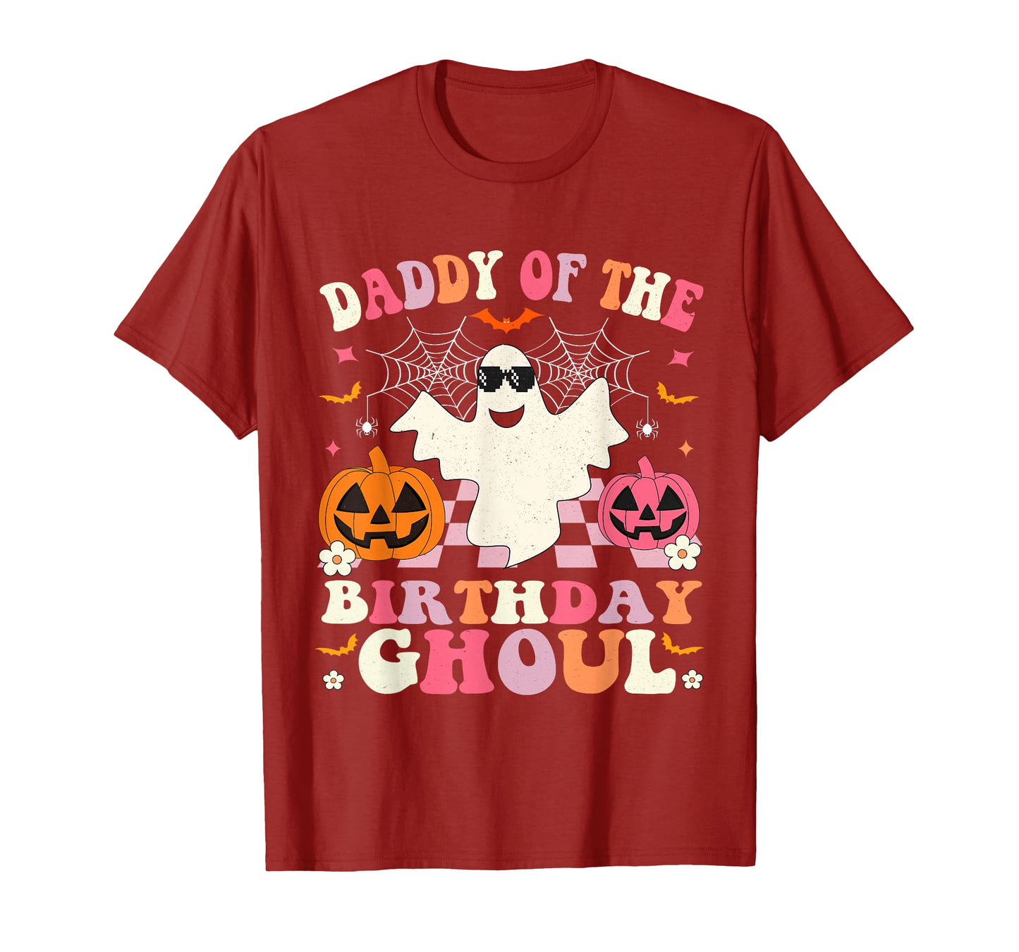 Daddy Of The Birthday Ghoul Groovy Halloween Ghost Spooky T-Shirt