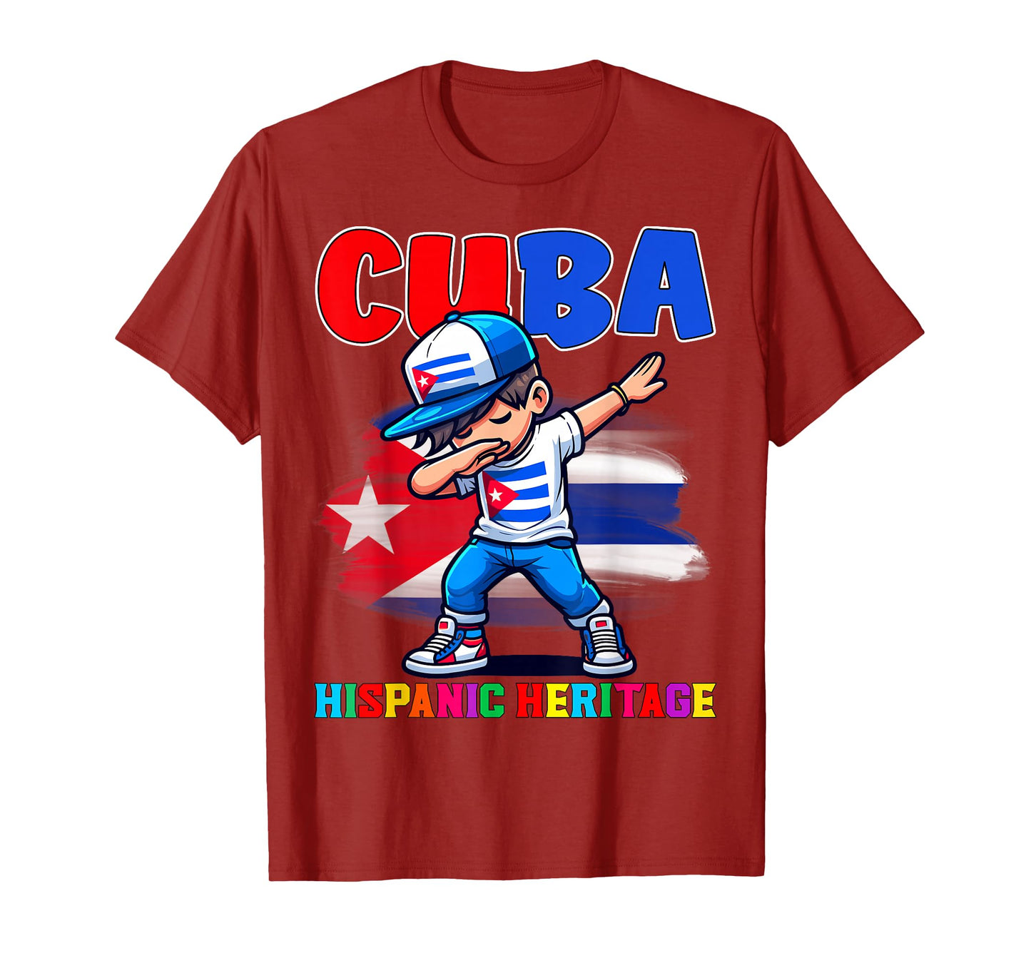 Cuba Dabbing Kid Hispanic Heritage Celebration for Kids T-Shirt