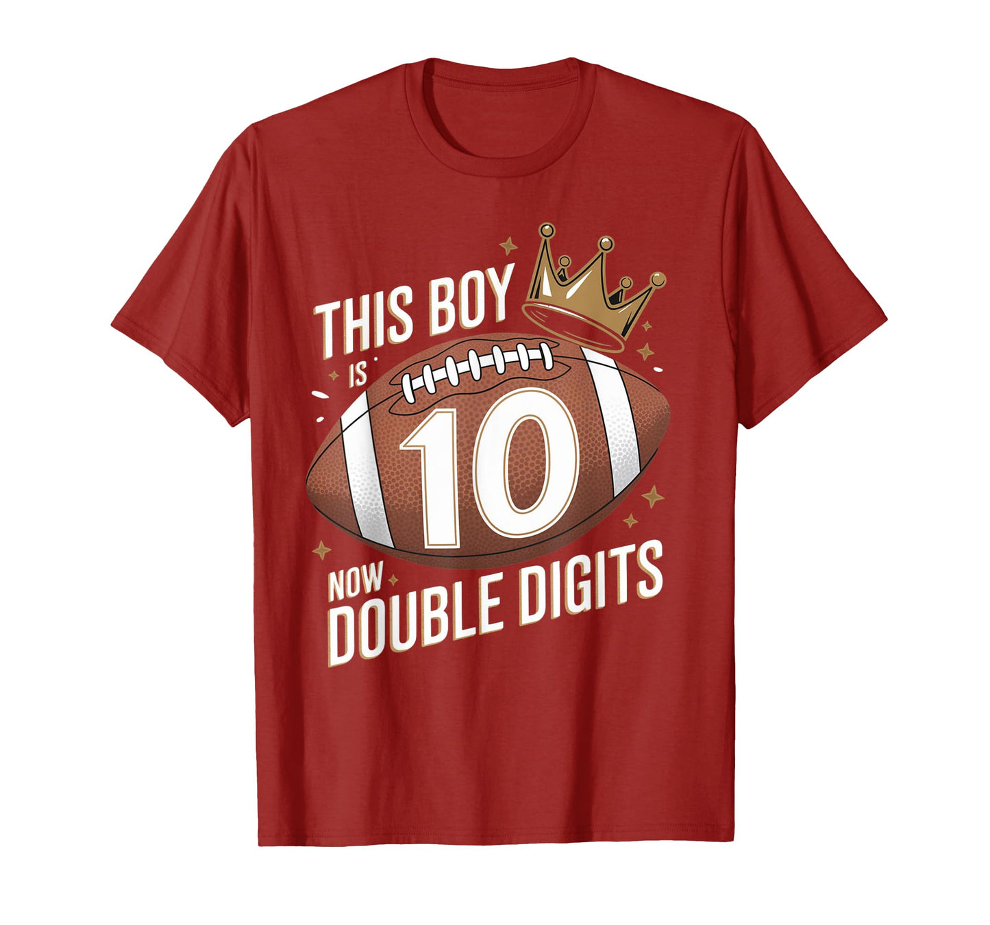 This Boy Is Now Double Digits 10th Birthday Kids Football 10 T-Shirt