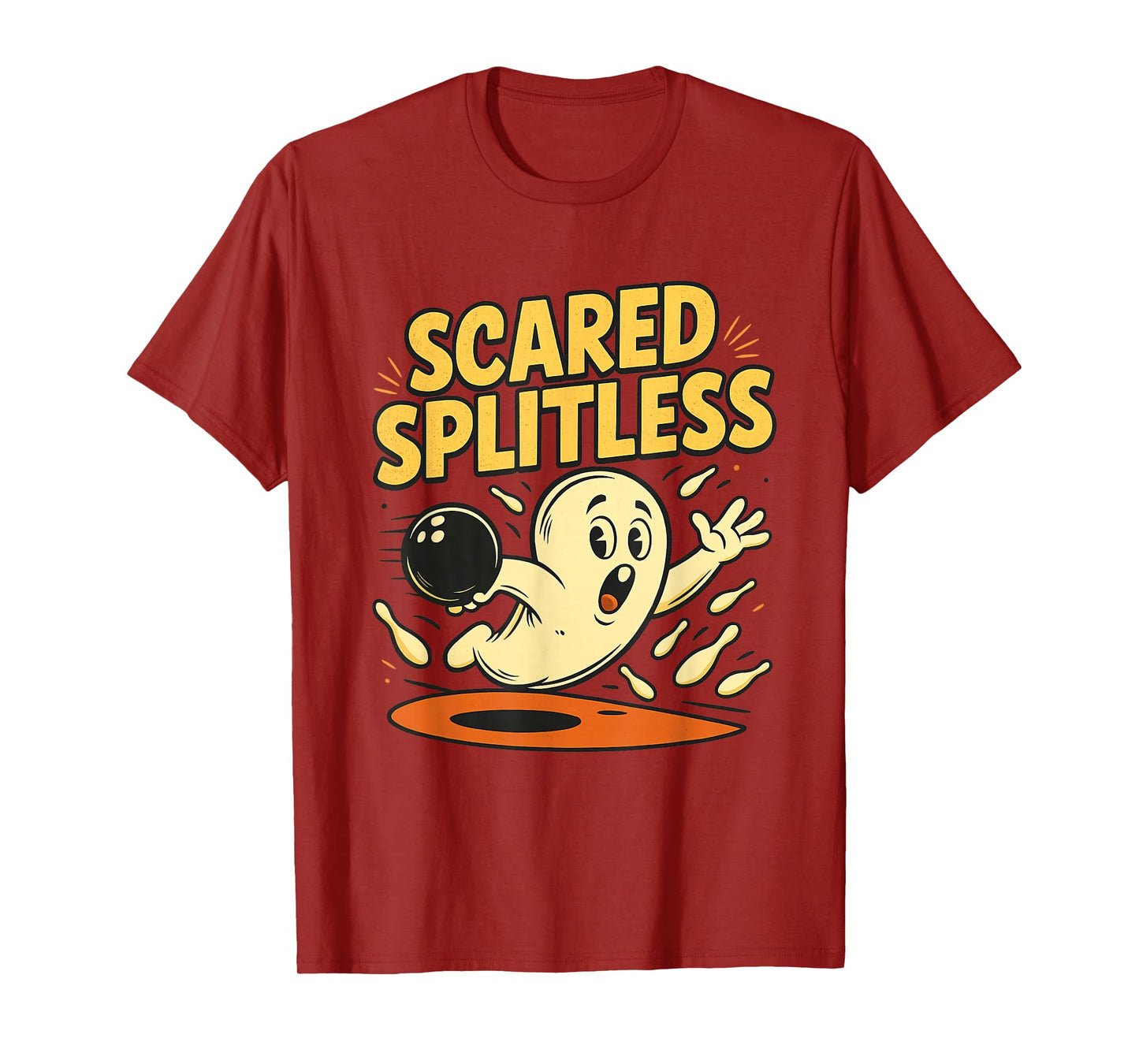 Funny Halloween Bowling, Scared Splitless Bowler Apparel T-Shirt