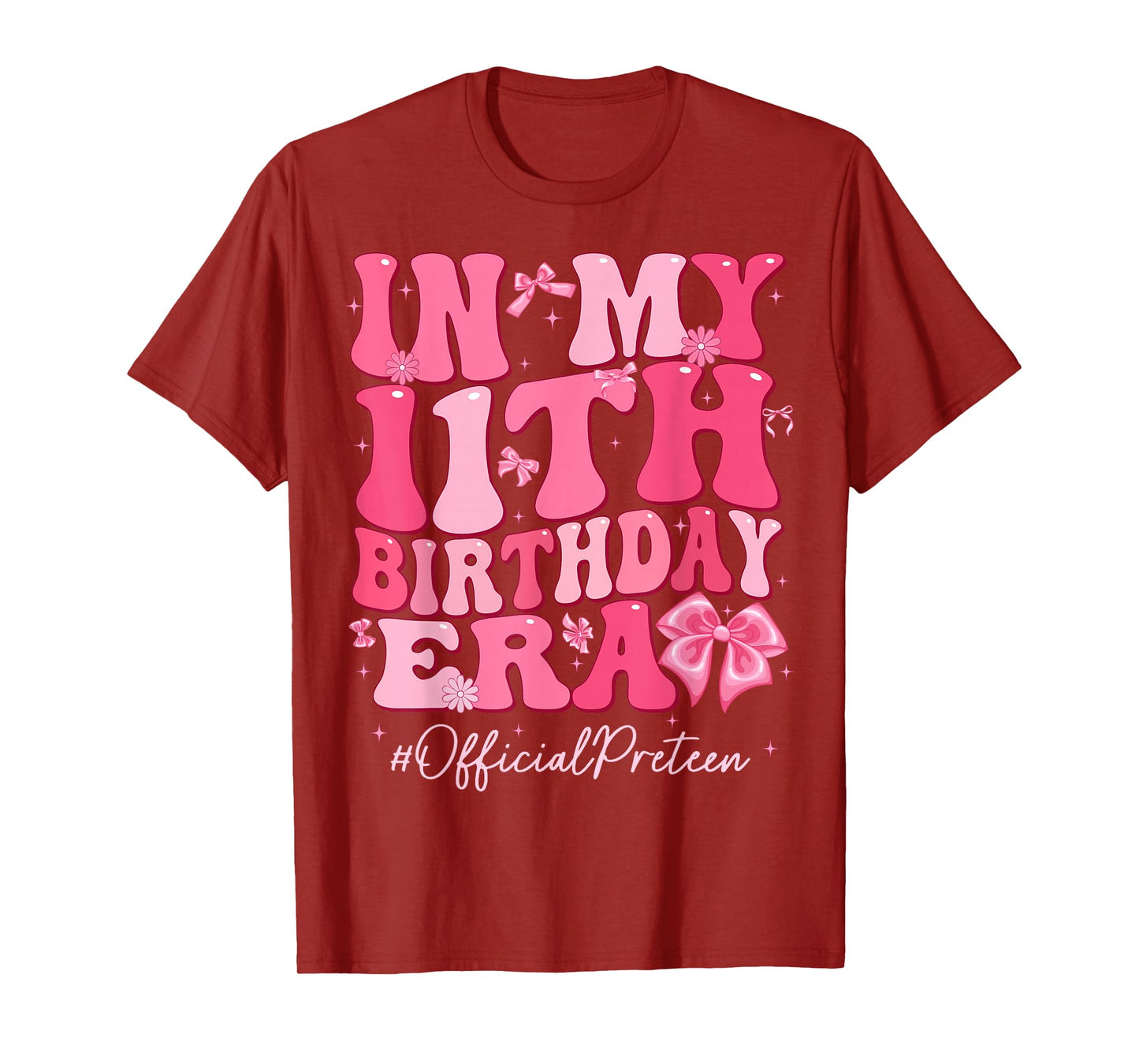 Groovy In My 11th Birthday Era Coquette Bow Birthday Girl T-Shirt