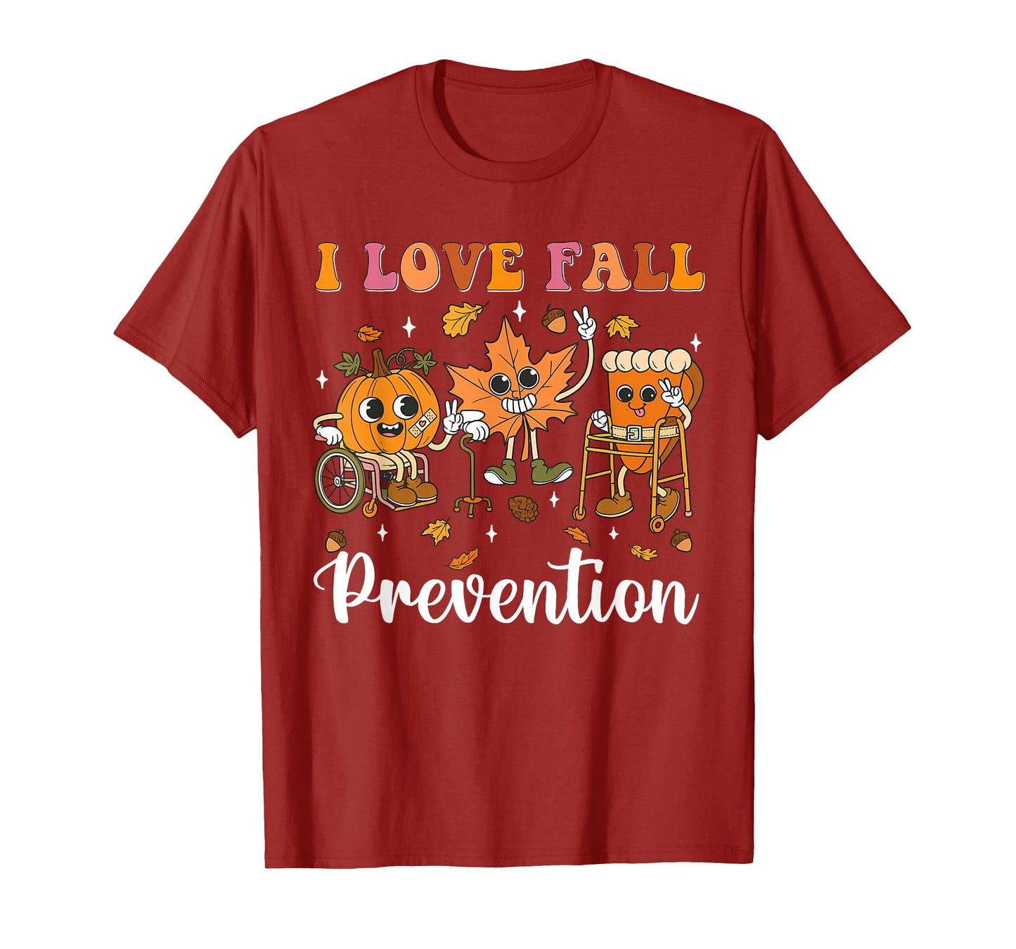 Groovy Retro I Love Fall Prevention Physical Therapy Autumn T-Shirt