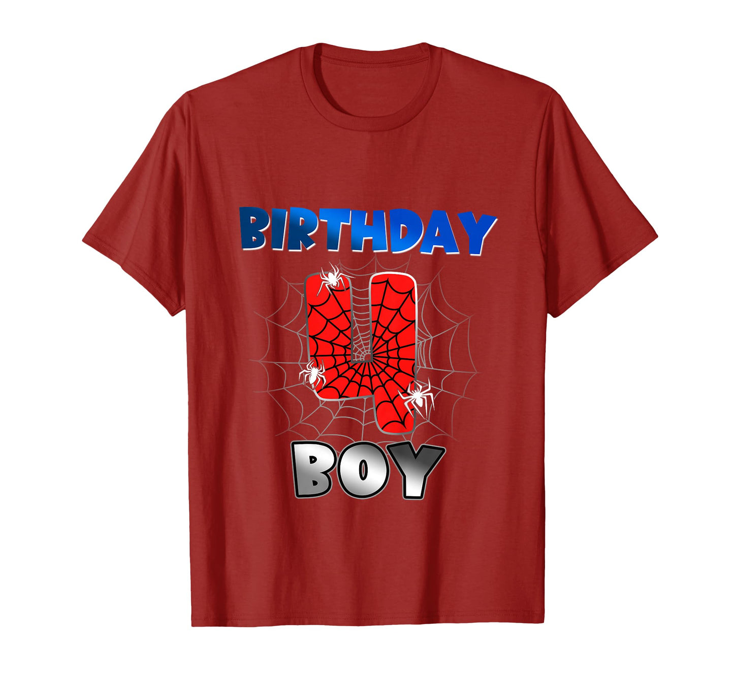 Kids Birthday Boy 4th Birthday Spider Theme Party 4 Year Old Boys T-Shirt