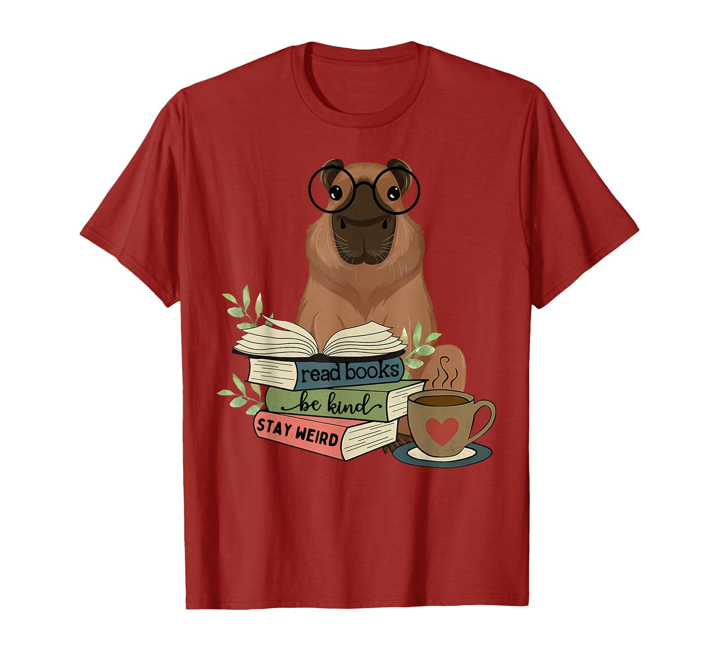 Capybara Glasses Reading Books Capybara Nerd Bookworm T-Shirt