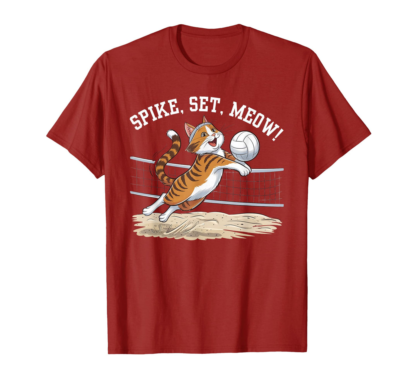 Funny Cat Playing Volleyball Kitten Volleyball Player Beach T-Shirt