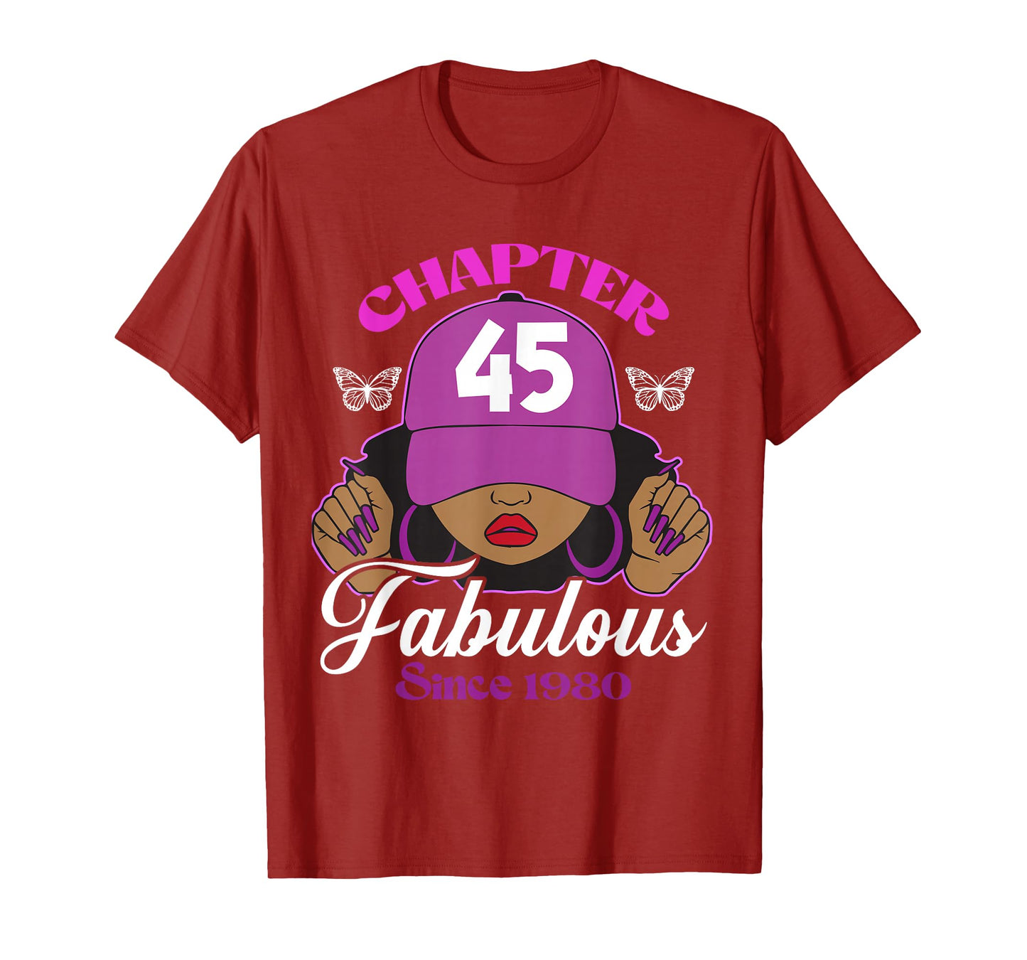 Chapter 45 Fabulous Since 1980 45th Birthday Black Women T-Shirt