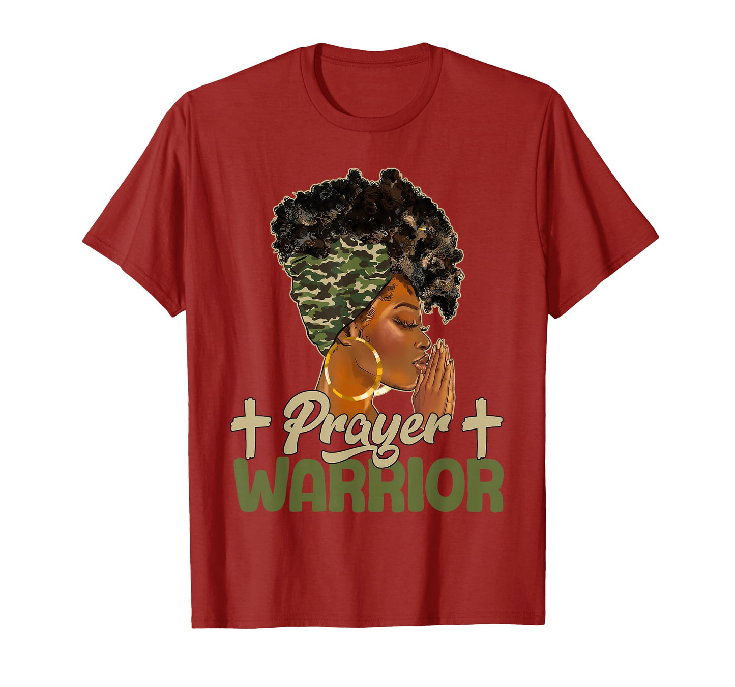 Praying Black Woman Afro Christian Sayings Prayer Warrior T-Shirt