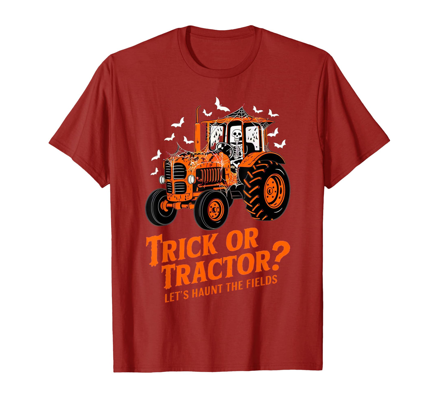 Funny Farmer Costume Halloween Spooky Skeleton Drive Tractor T-Shirt
