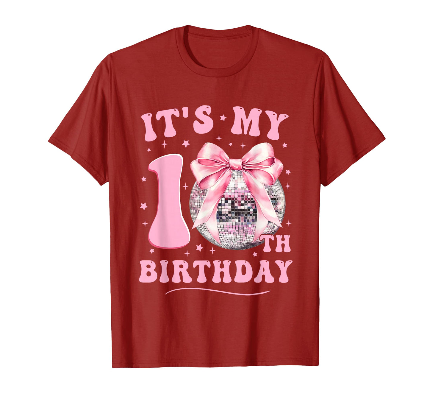 It's My 10th Birthday Coquette Bow Disco Ball 10 Years Old T-Shirt