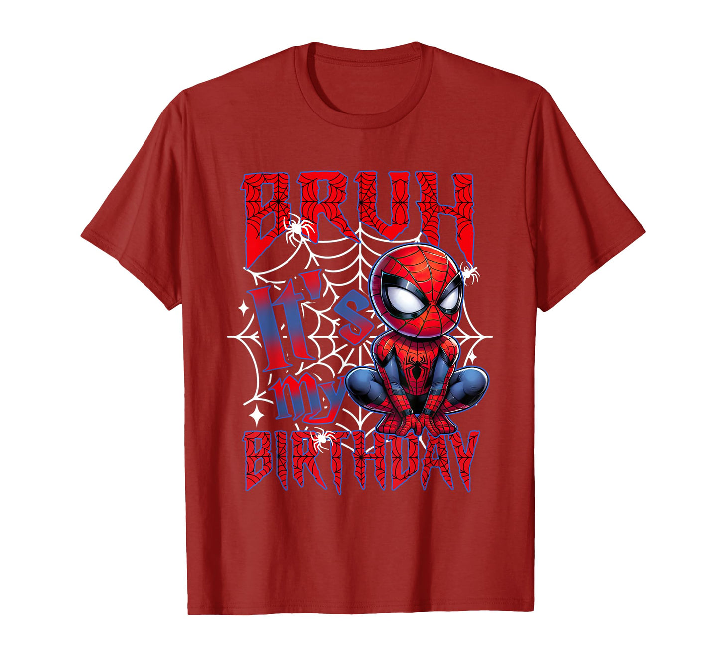 Bruh It's My Birthday Funny Spider Birthday For Boys Kids T-Shirt
