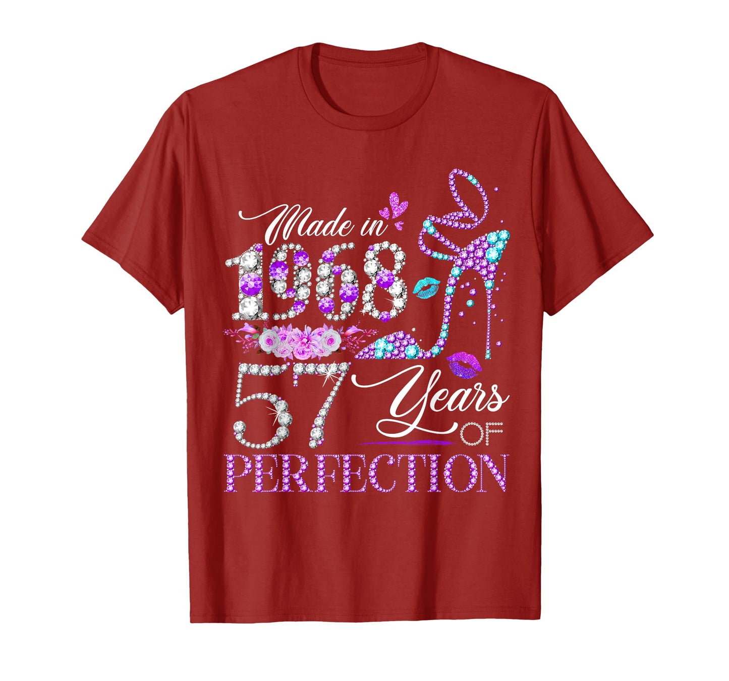 57th Birthday Queen Made in 1968 Diamond 57 Years Old Floral T-Shirt