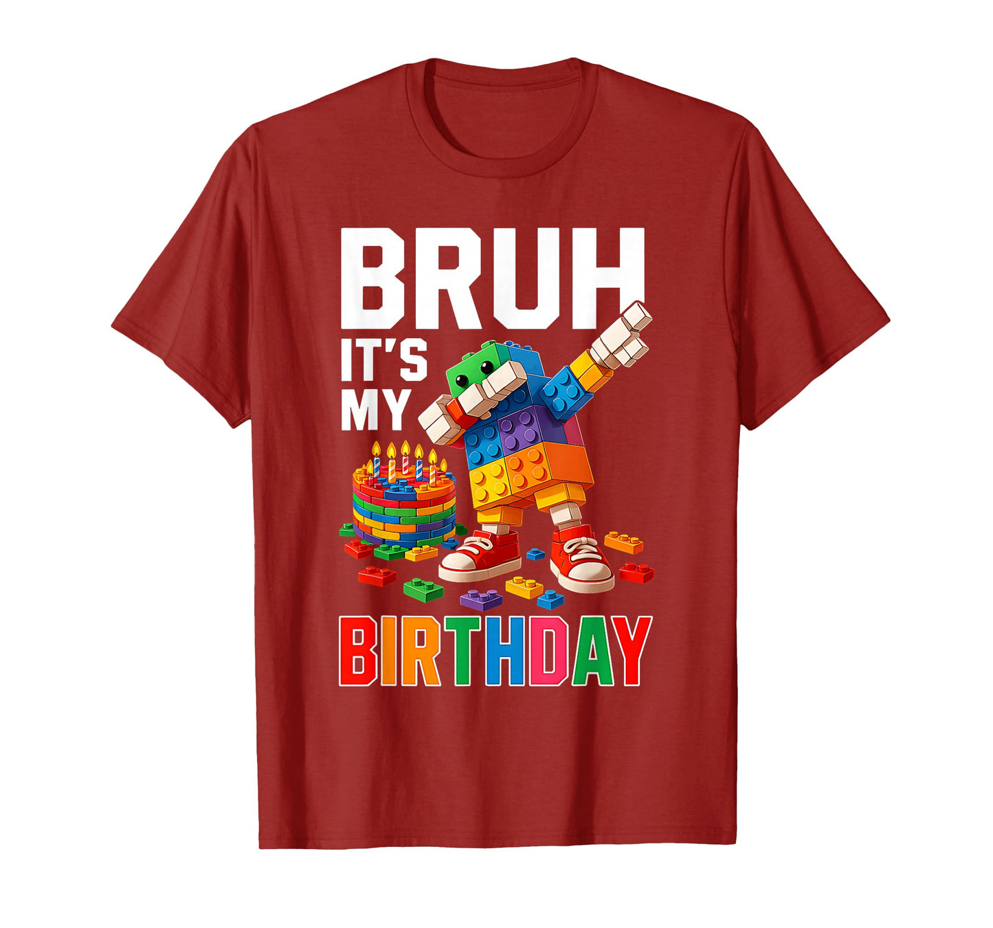 Bruh It's My Birthday Building Bricks Blocks Boys Kids T-Shirt